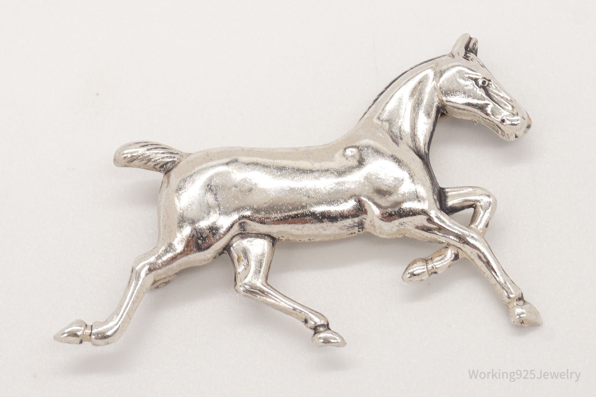 Antique Horse Sterling Silver Brooch Pin