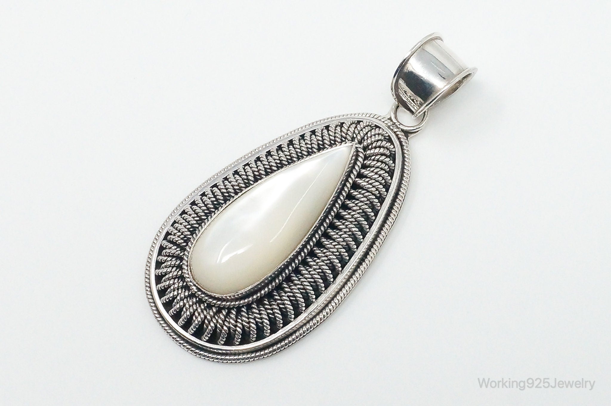 Designer BA Suarti Large Mother Of Pearl Sterling Silver Necklace Pendant