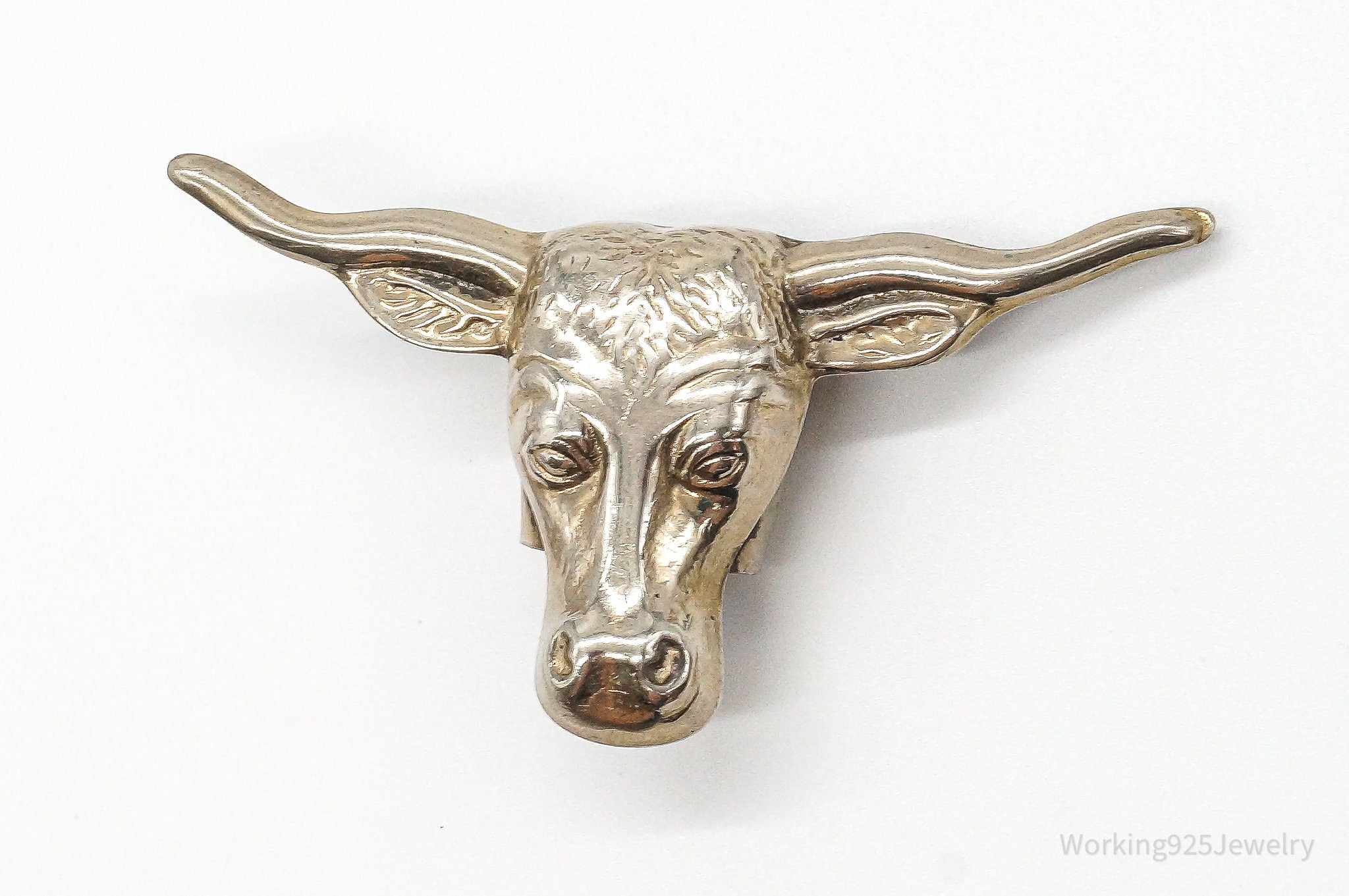 Vintage Bull Head Bolo Tie Clip Slide