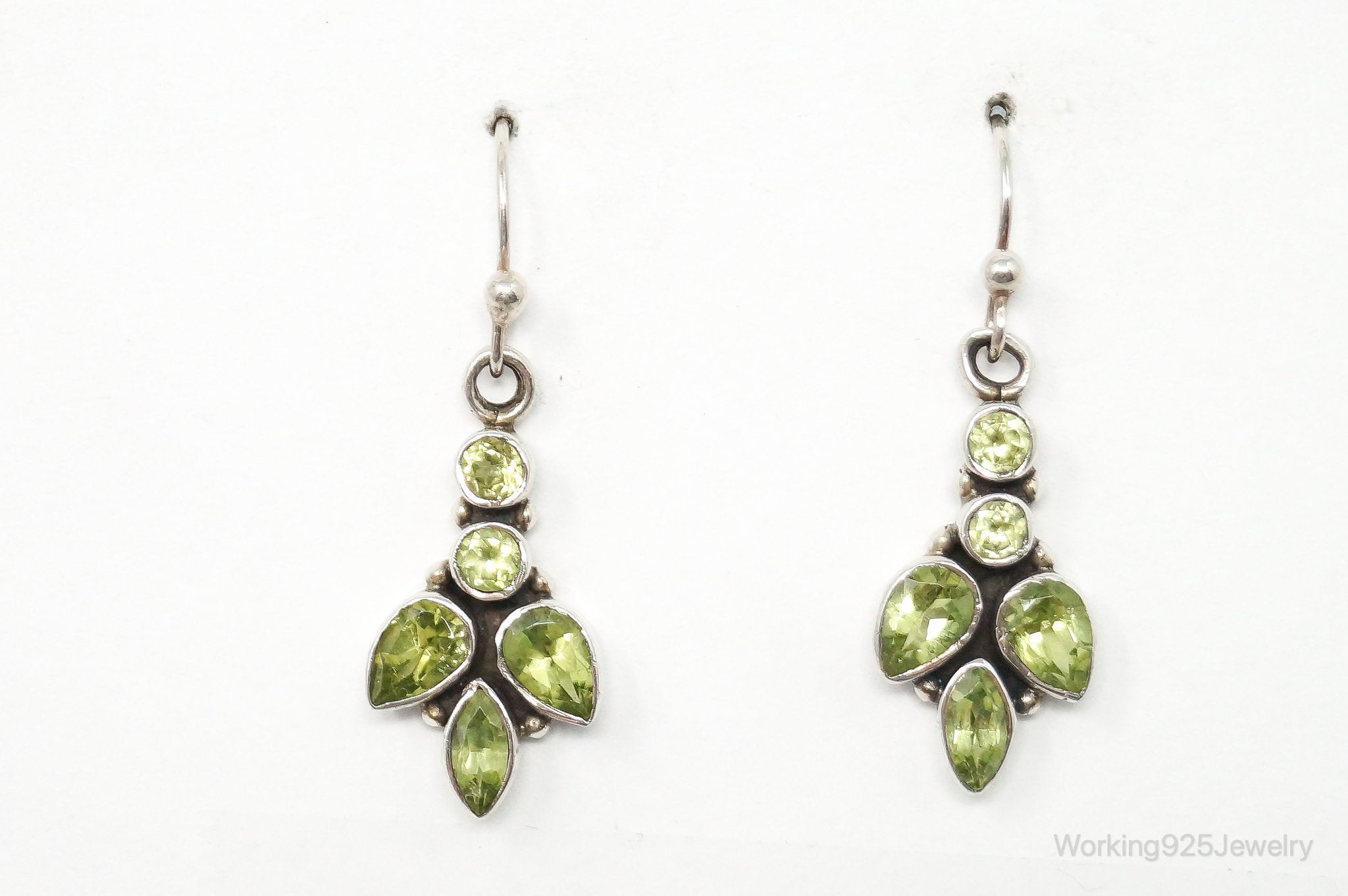 Vintage India Designer Peridot Sterling Silver Earrings