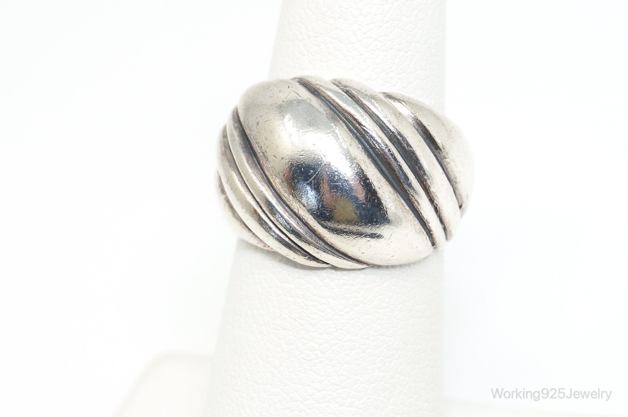 Vintage Designer Kabana Modern Puffy Sterling Silver Ring - SZ 8