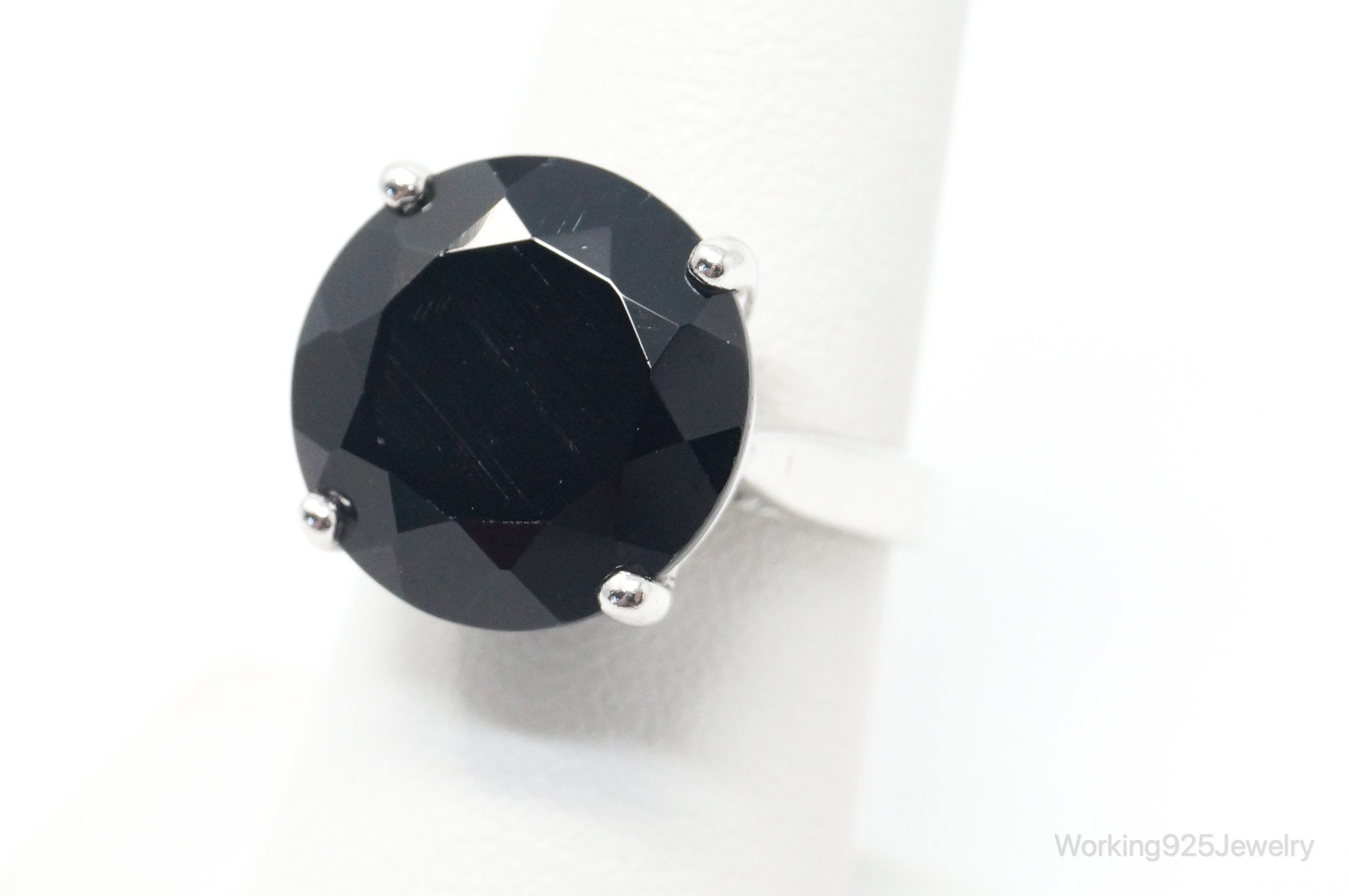 Vintage Designer Large Black Onyx Sterling Silver Ring - Size 6.5 969271557