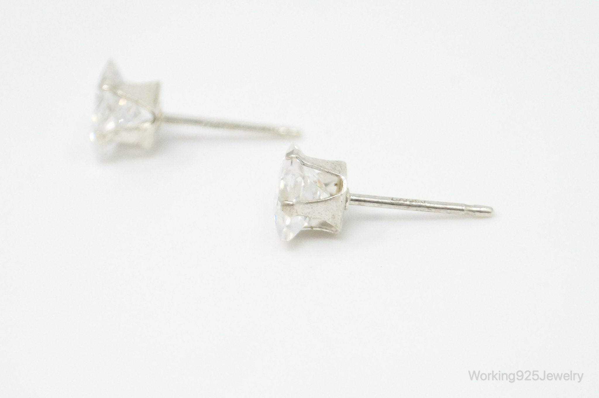 Cubic Zirconia Sterling Silver Stud Post Earrings