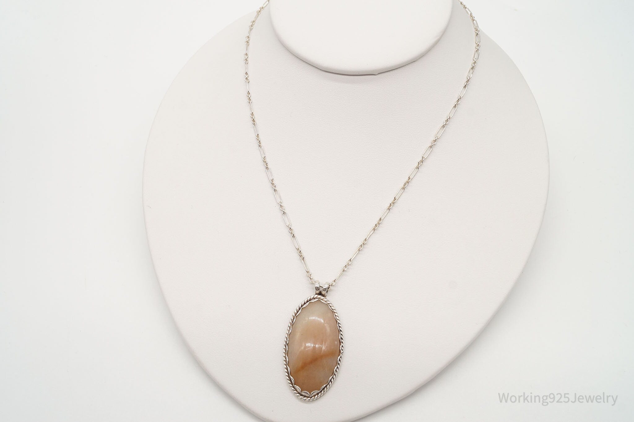 Antique Large Agate Sterling Silver Necklace