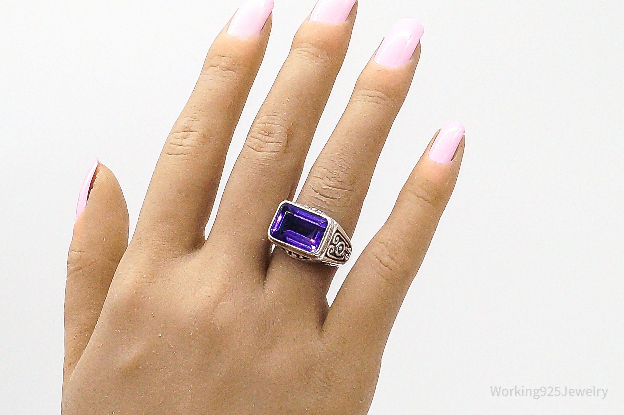 Vintage Amethyst Sterling Silver Ring Size 7