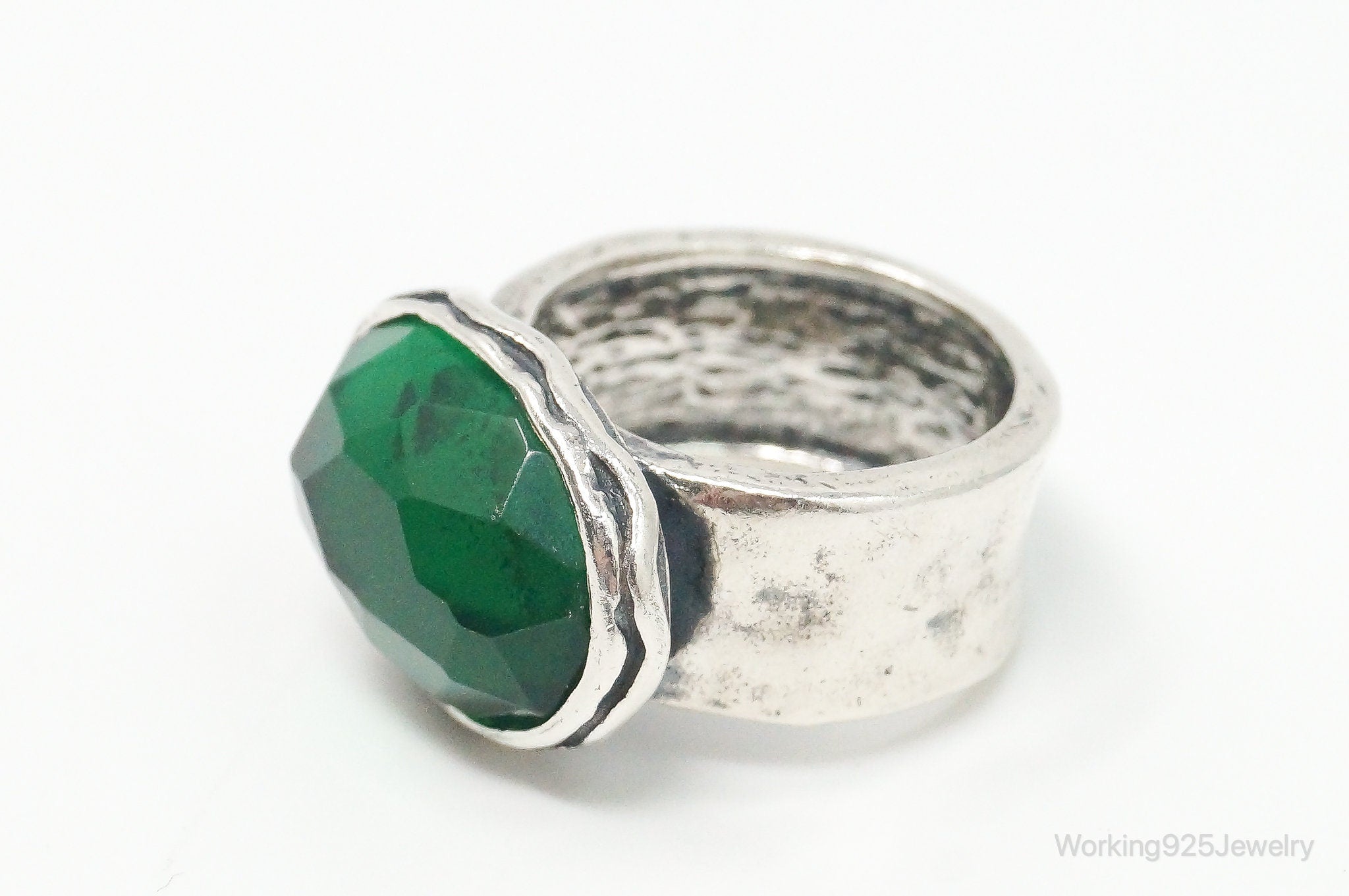 Didae Large Green Quartz Sterling Silver Ring - Size 7