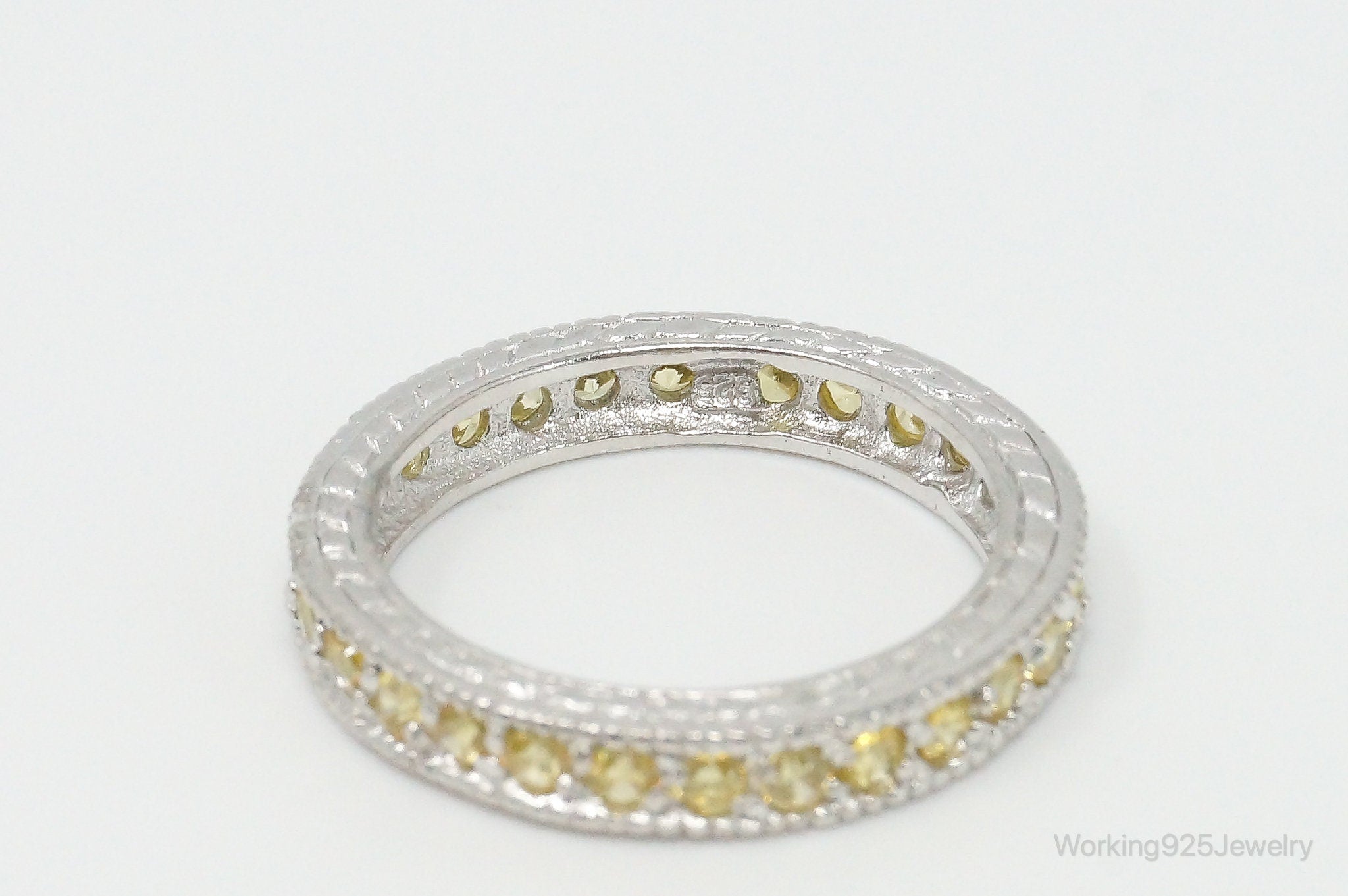 Vintage Citrine Sterling Silver Eternity Band Ring - Size 5.25