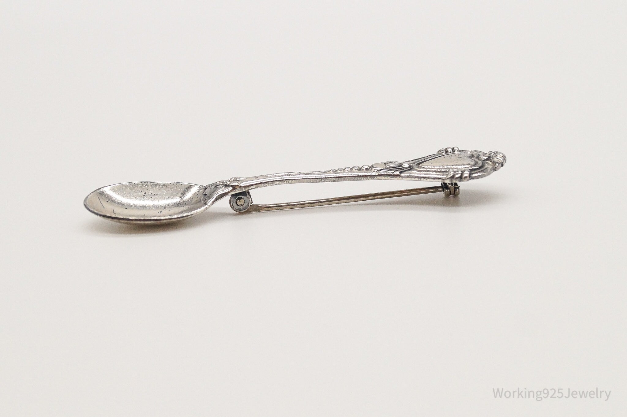 Antique Spoon Sterling Silver Brooch Pin