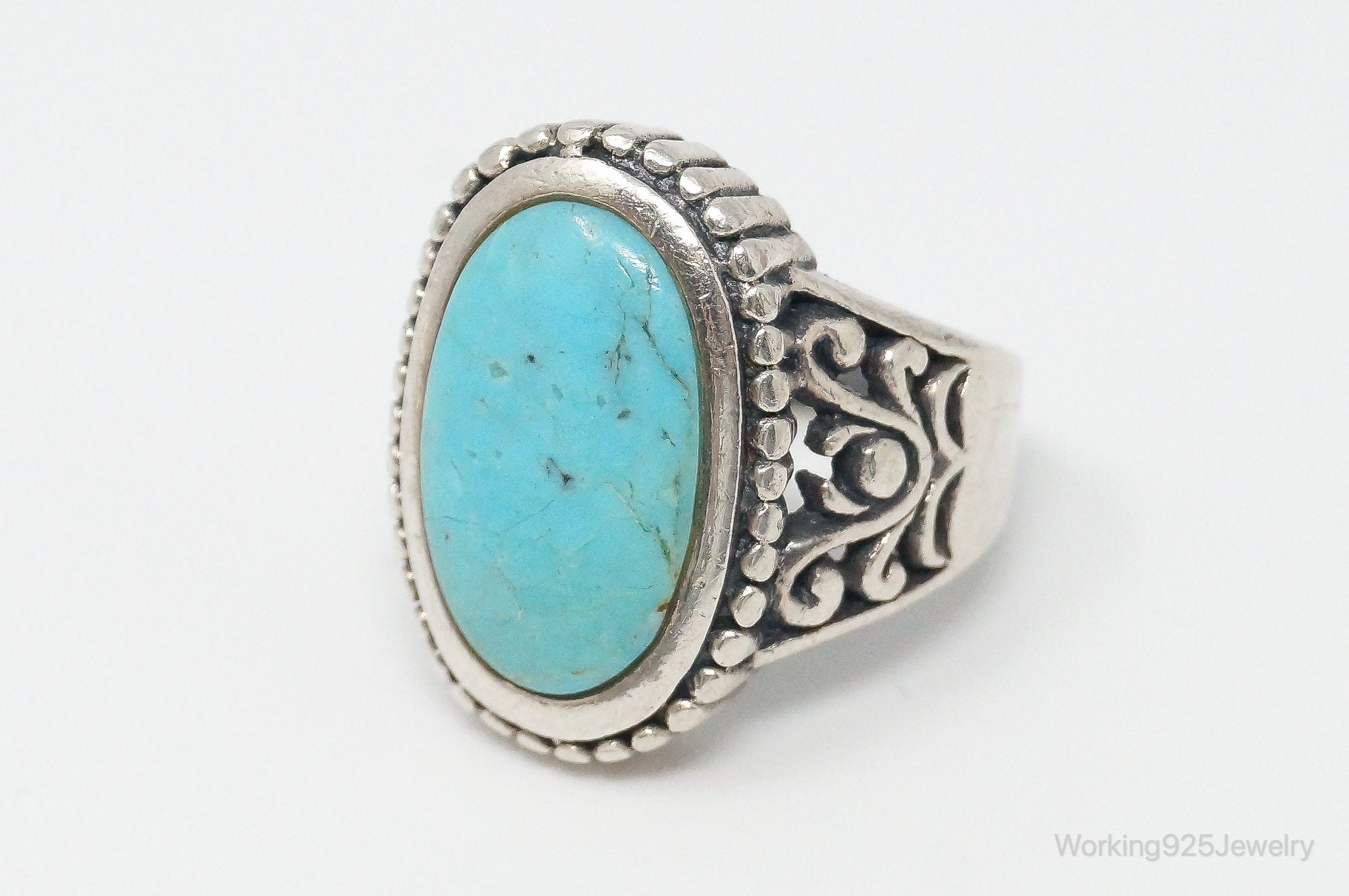 Designer NK Turquoise Sterling Silver Ring - Size 5.5