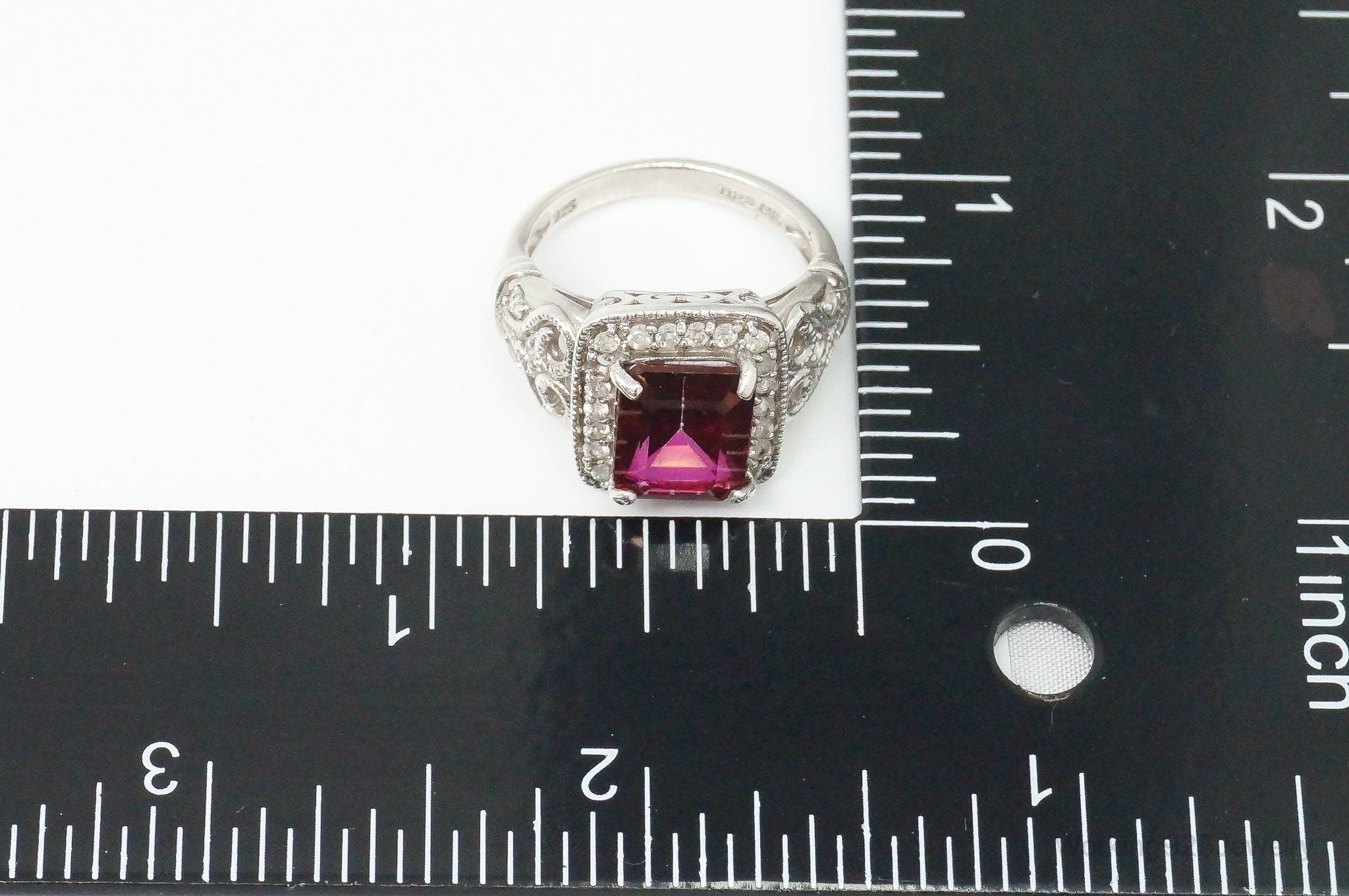 Designer Pink Mystic Topaz Cubic Zirconia Sterling Silver Ring - Size 7