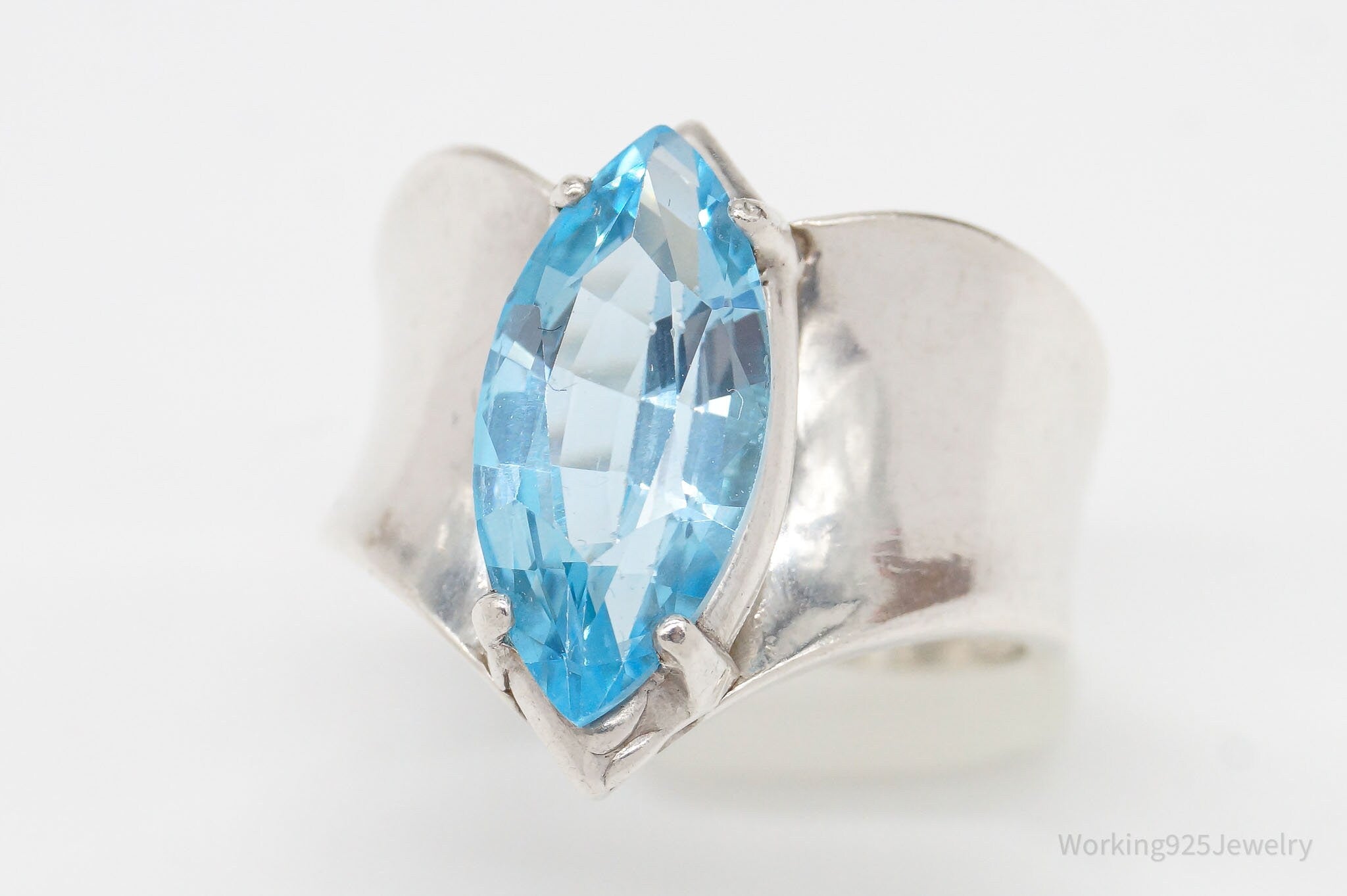 Vintage Blue Topaz Sterling Silver Ring - Size 7