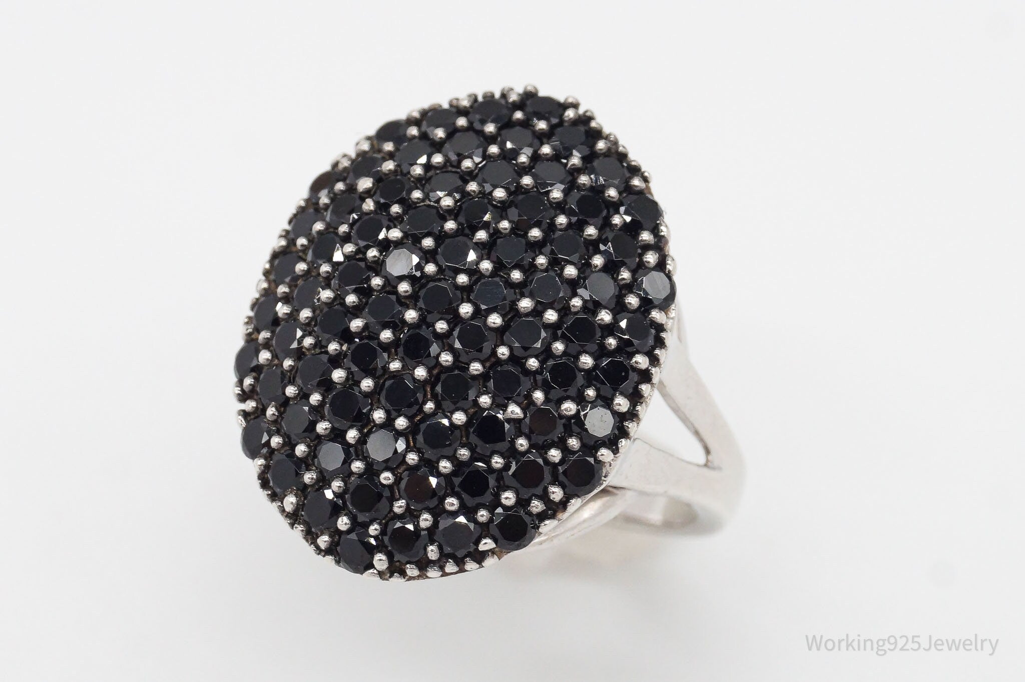 Vintage Designer KHR Black Spinel Sterling Silver Ring - Size 8.75