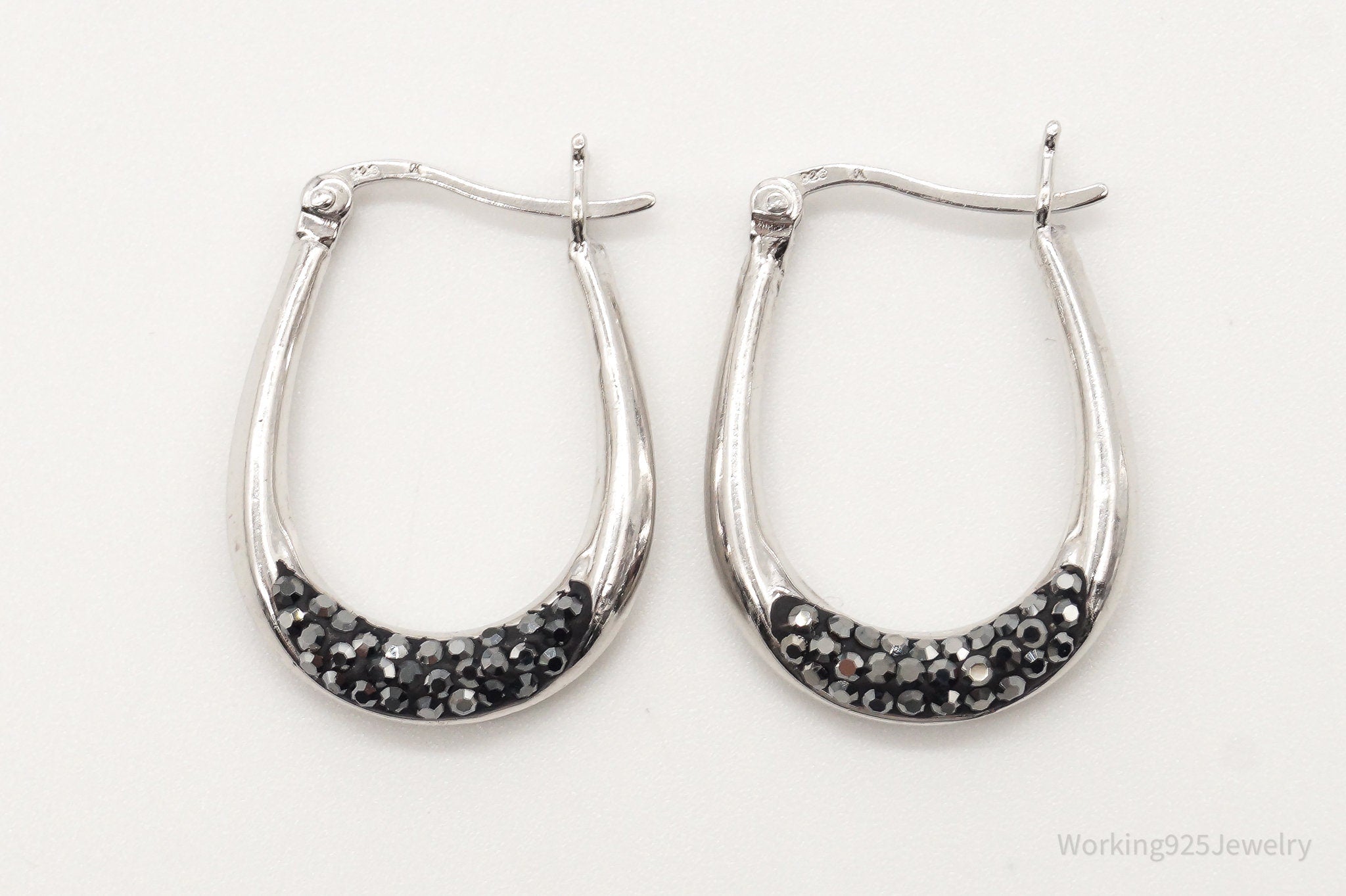 Vintage Hematite Sterling Silver Earrings