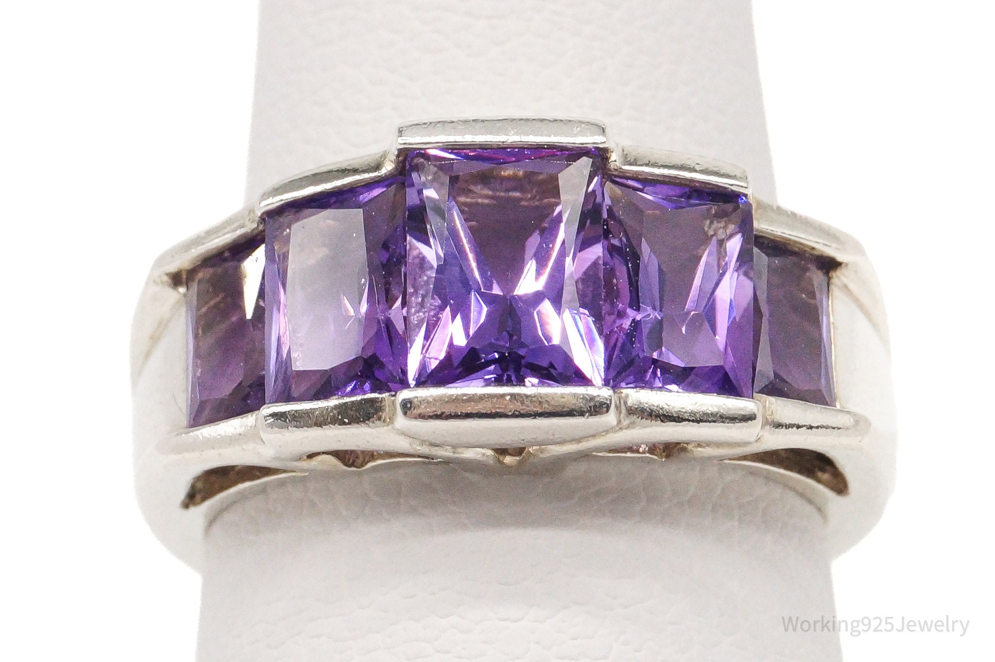 Vintage Amethyst Sterling Silver Ring - Size 6