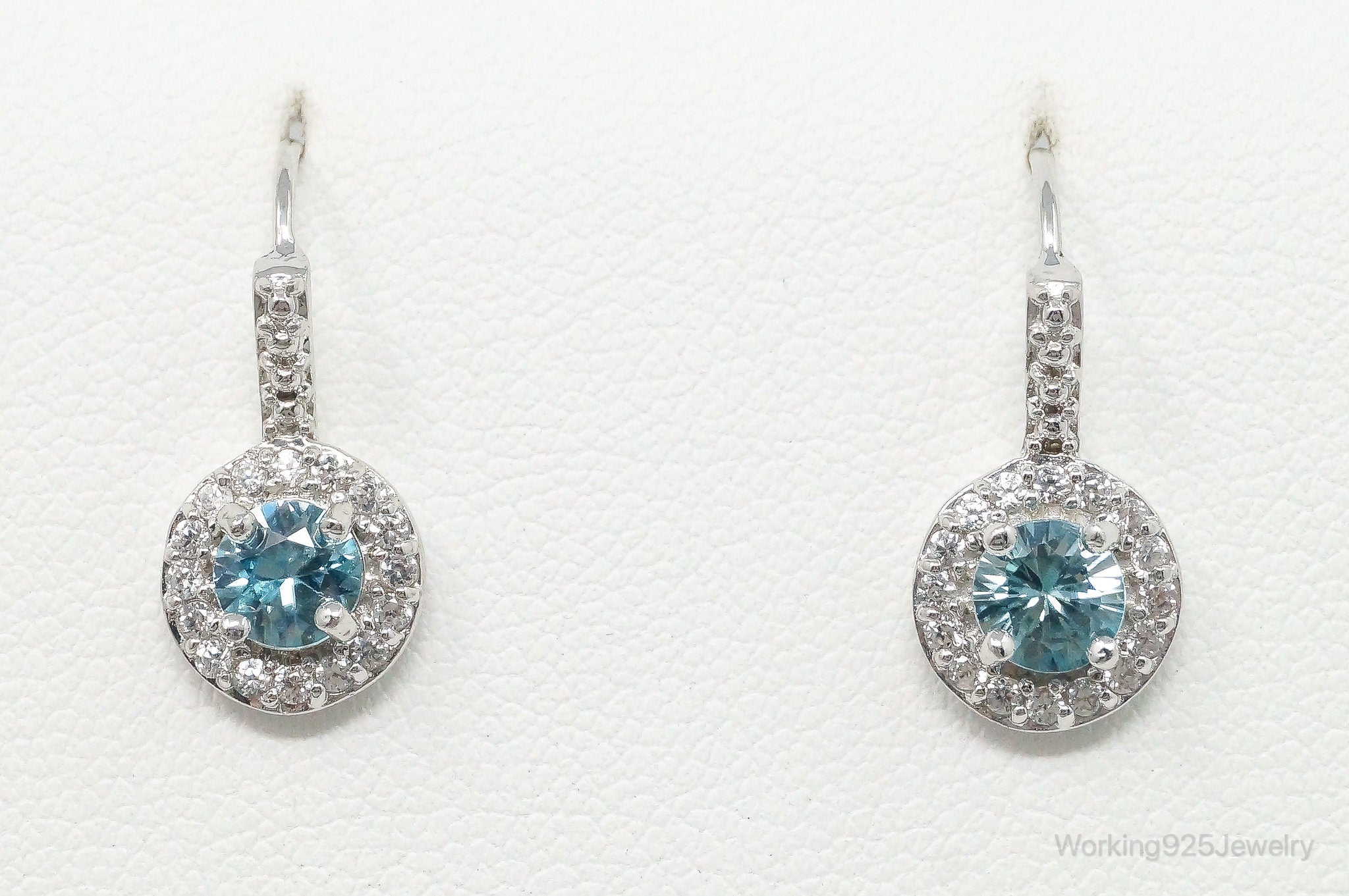 Blue Topaz Cubic Zirconia Sterling Silver Earrings