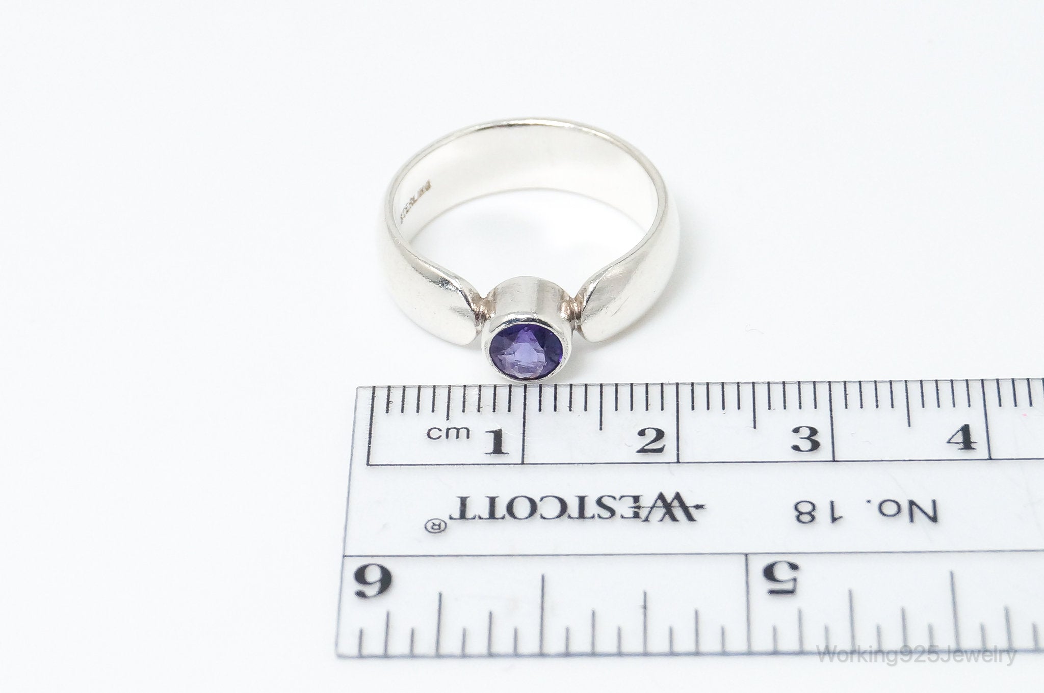 Vintage Designer Firth Modernist Amethyst Sterling Silver Ring SZ 7