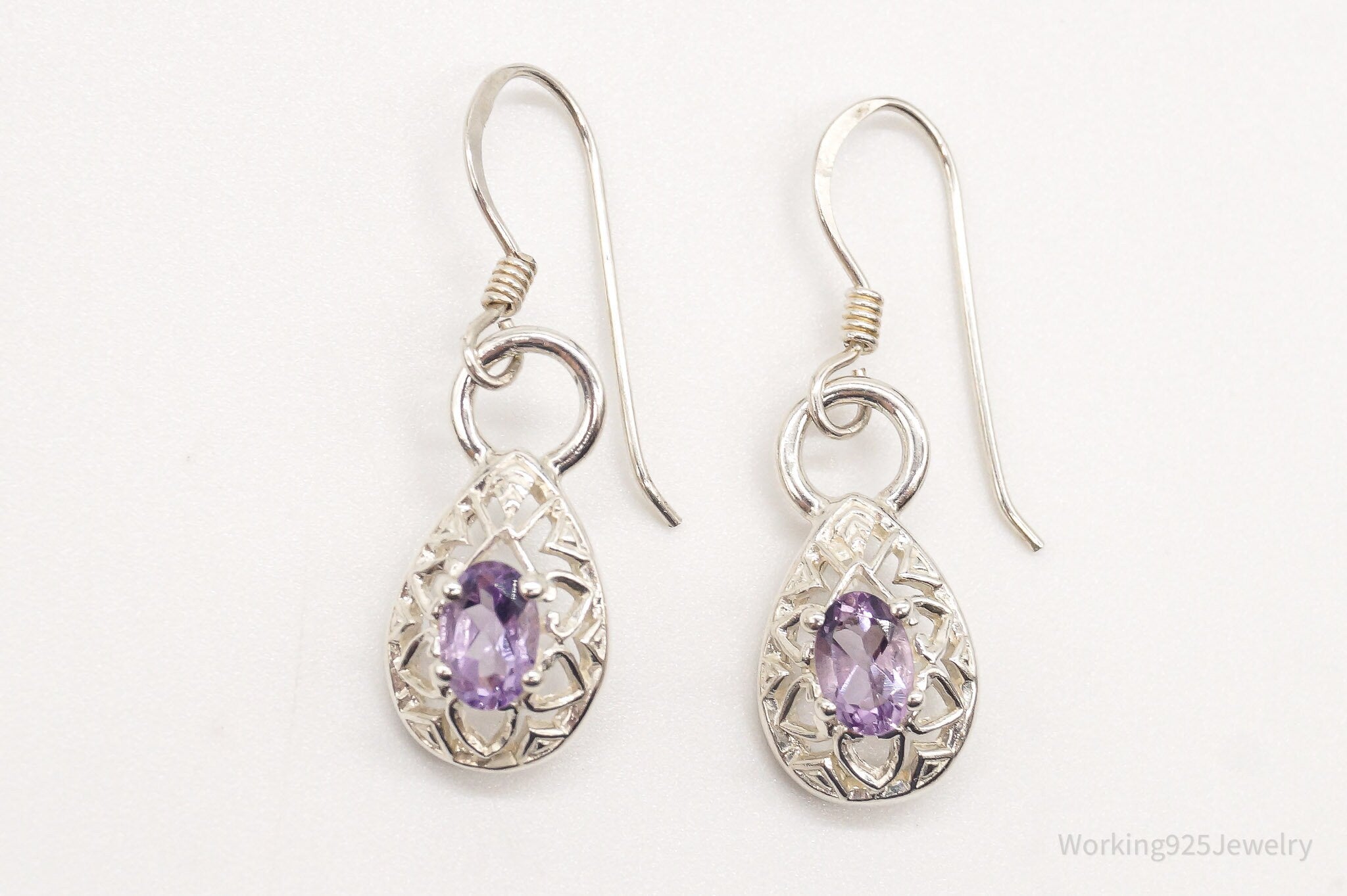 Vintage Designer CNA Amethyst Sterling Silver Earrings