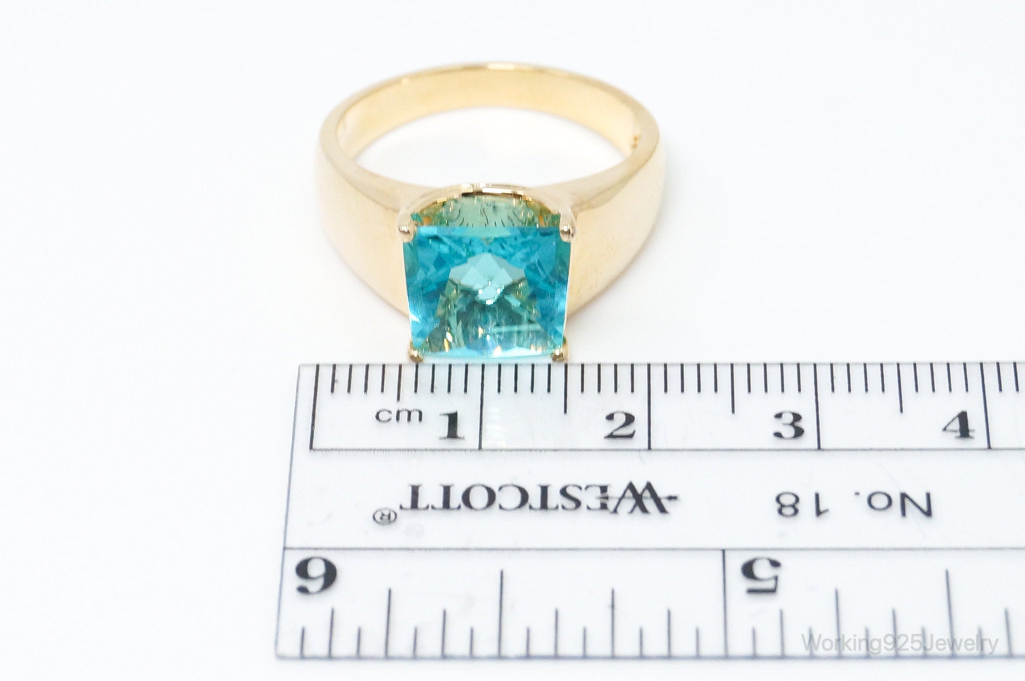 Designer Ross Simons Blue Topaz Gold Over Sterling Silver Ring - SZ 8.75