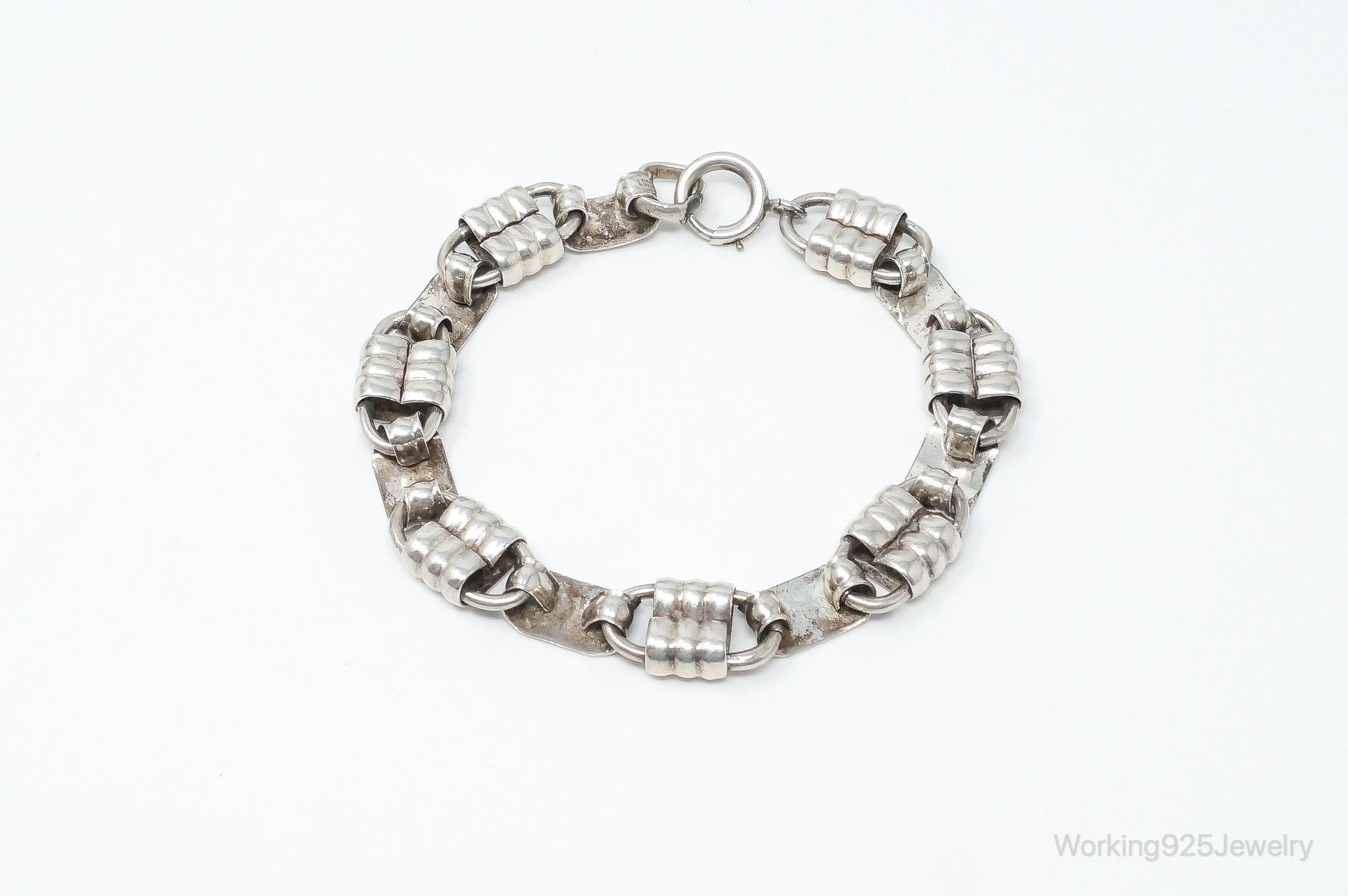 Vintage Designer Napier Modern Large Links Sterling Silver Bracelet