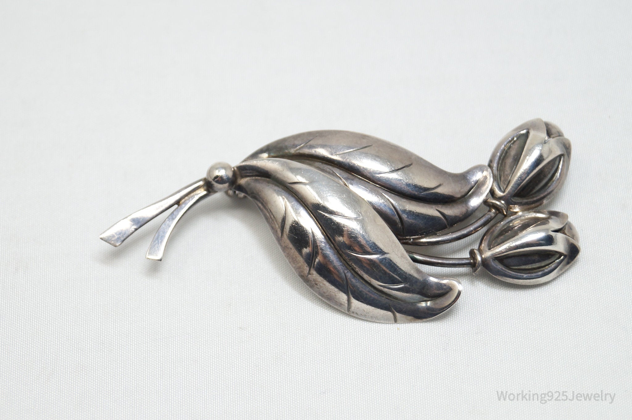 Vintage Denmark Designer Hermann Siersbo Modernist Sterling Silver Brooch Pin