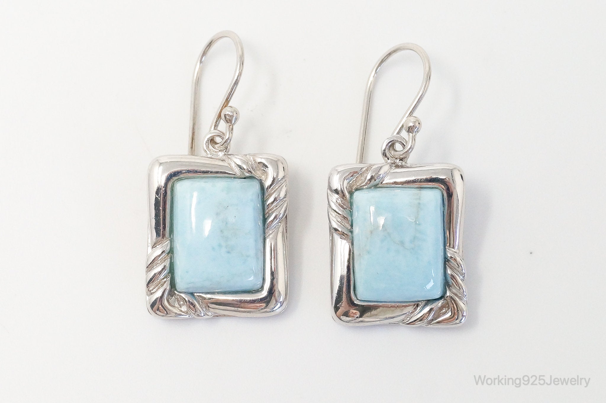 Designer BBJ Blue Larimar Sterling Silver Earrings