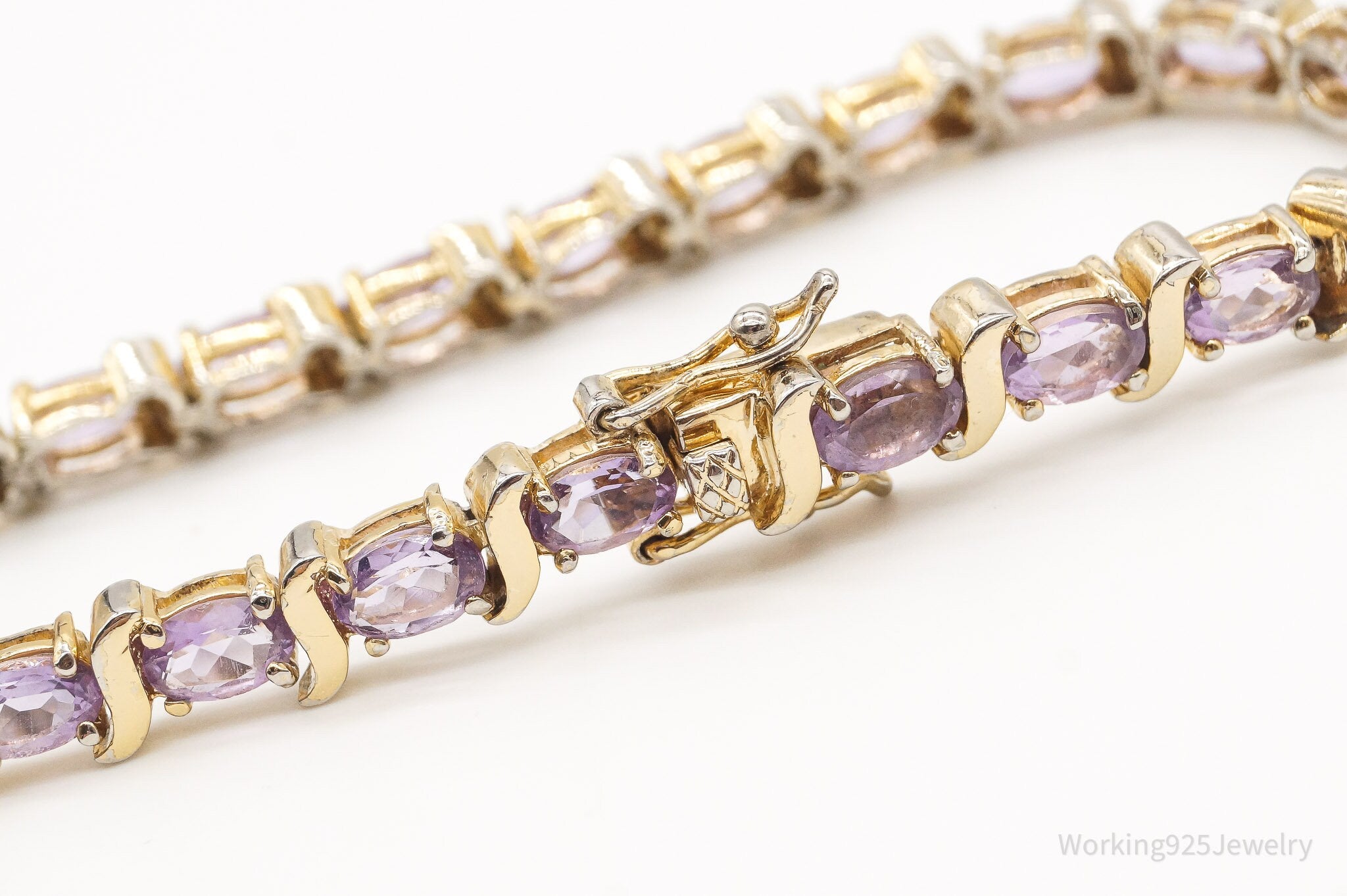 Vintage Amethyst Gold Vermeil Sterling Silver Bracelet