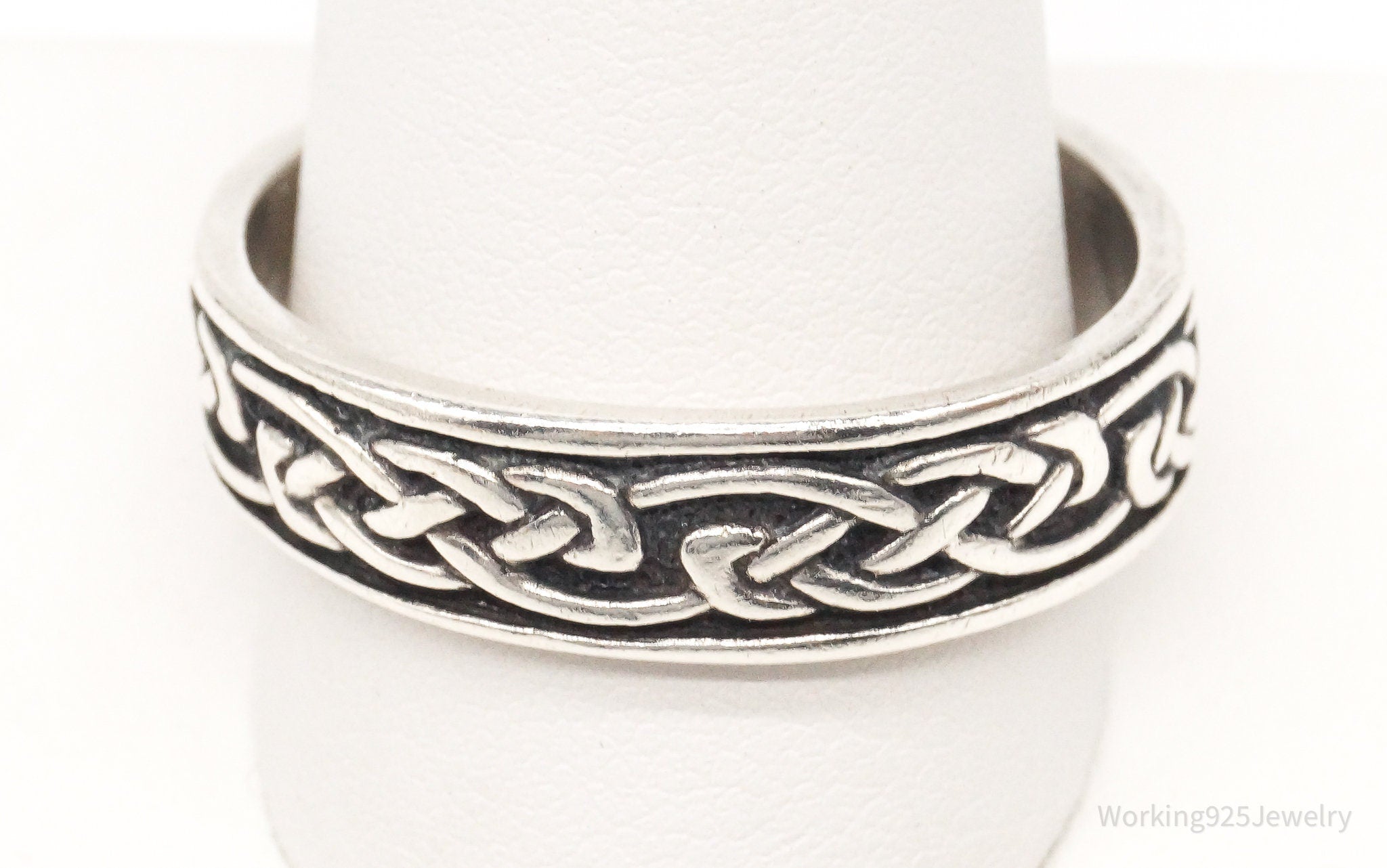 Vintage Designer WMCO Celtic Knot Design Sterling Silver Band Ring - Size 13.75