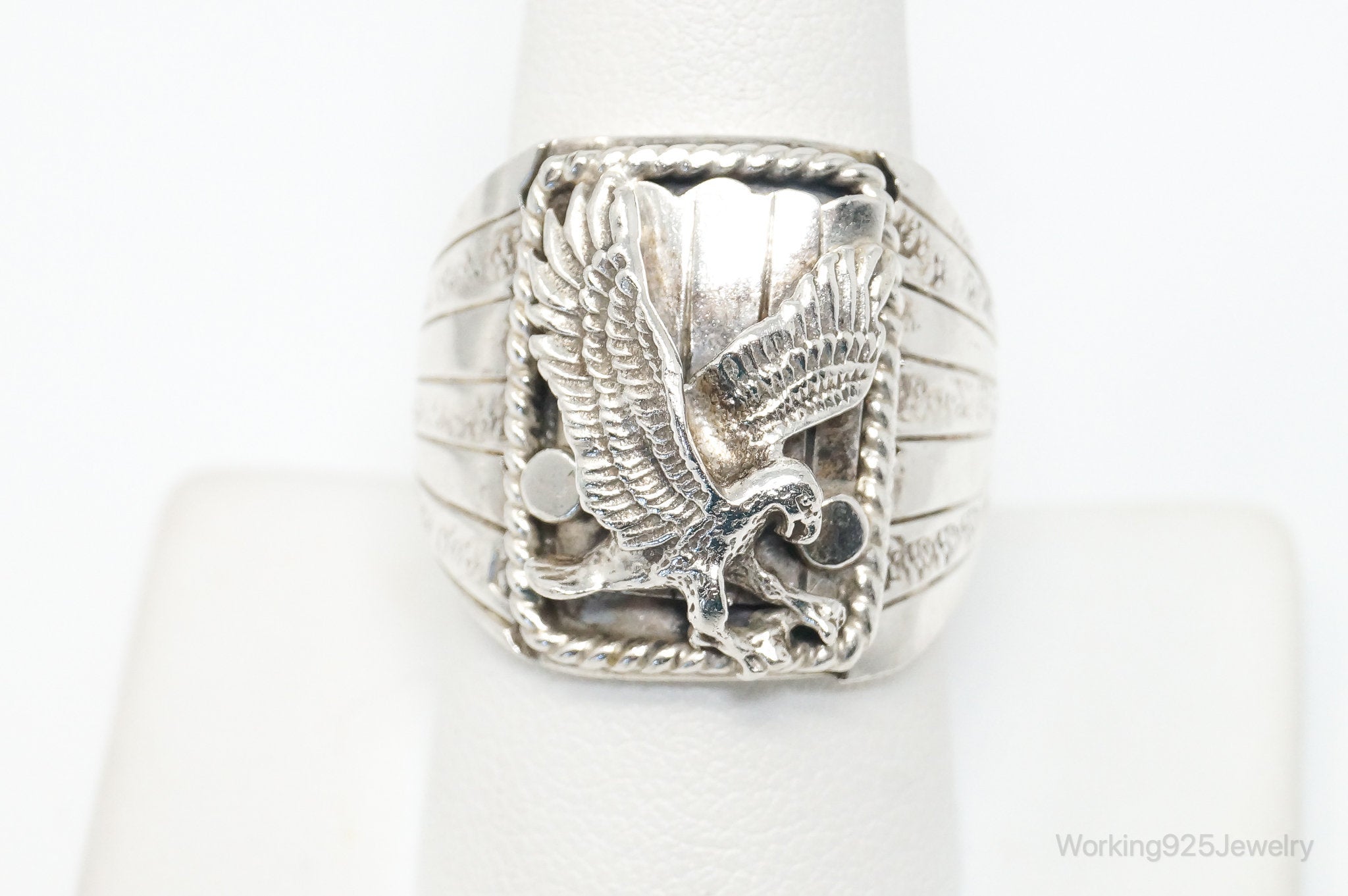 Vintage Handmade Native American S Ray Eagle Sterling Silver Ring Size 9