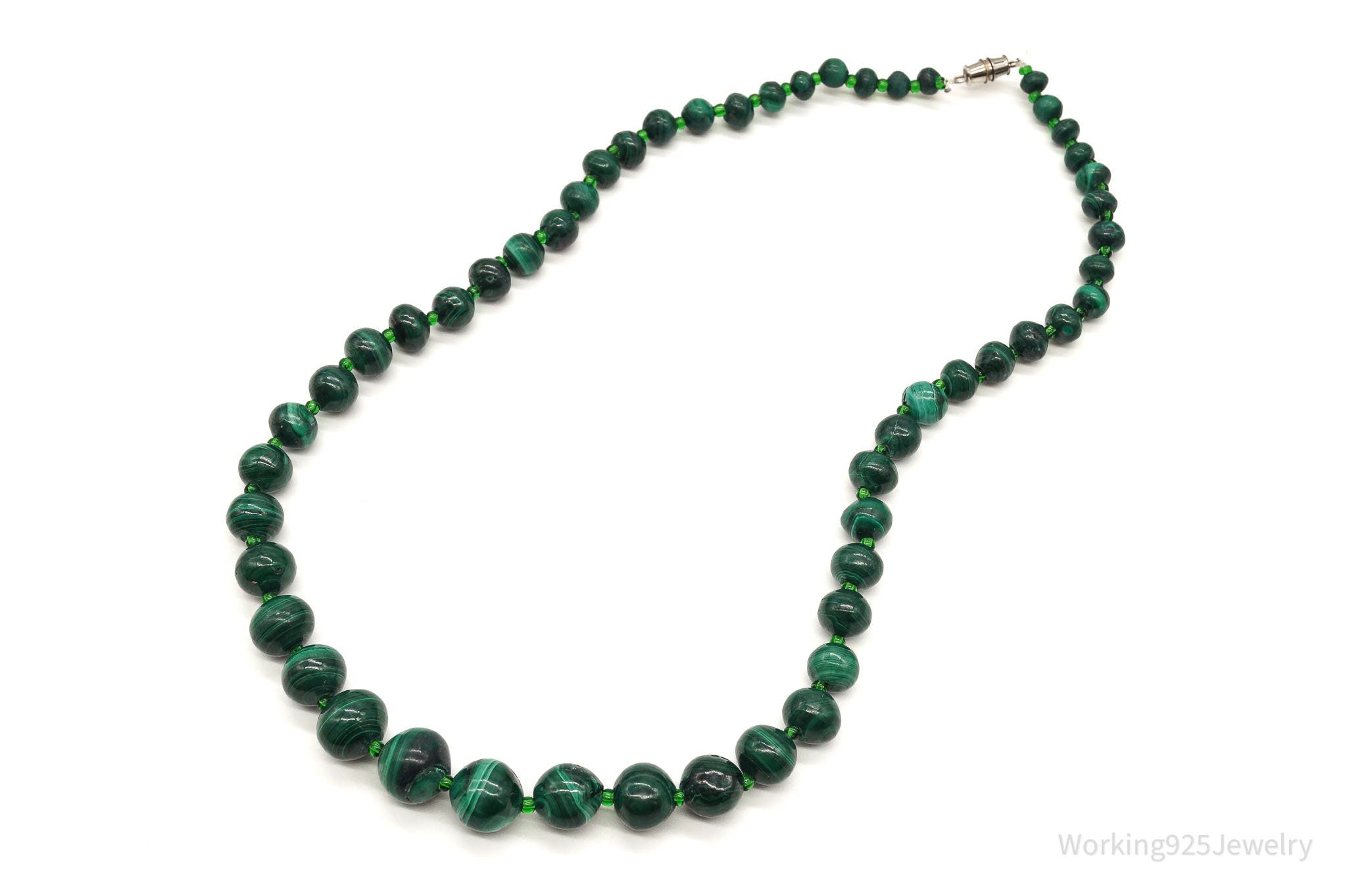 Vintage Green Malachite Bead Necklace