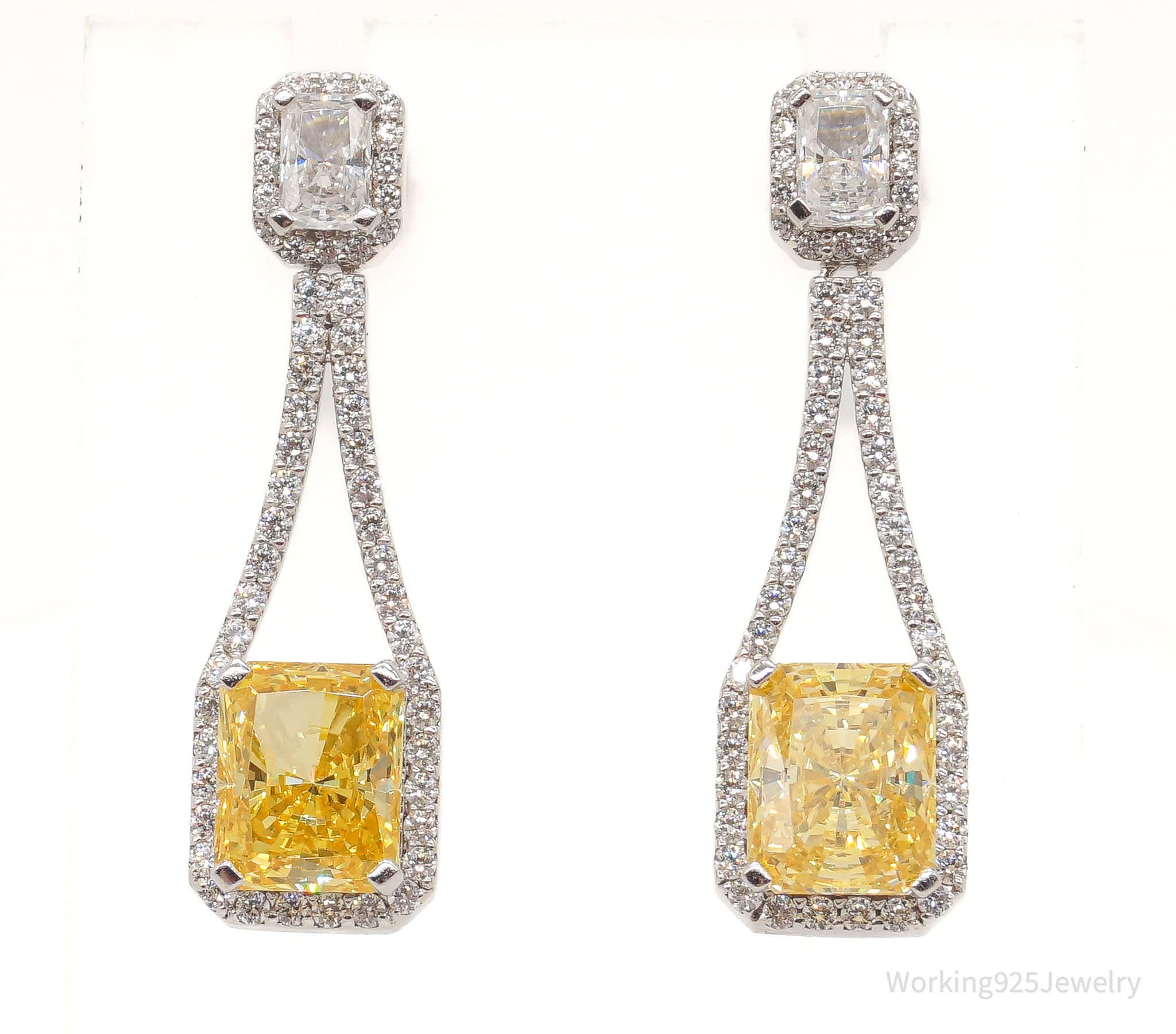 Daniel K Clear & Canary Simulated Diamond Rhodium Finish SterlingSilver Earrings