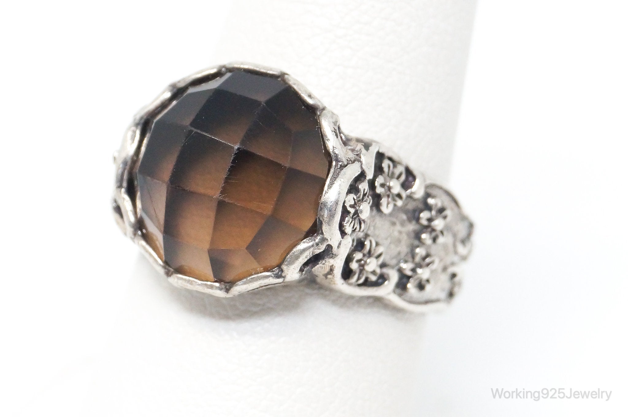 Vintage Designer Silpada Retired Smoky Topaz Sterling Silver Ring - SZ 7