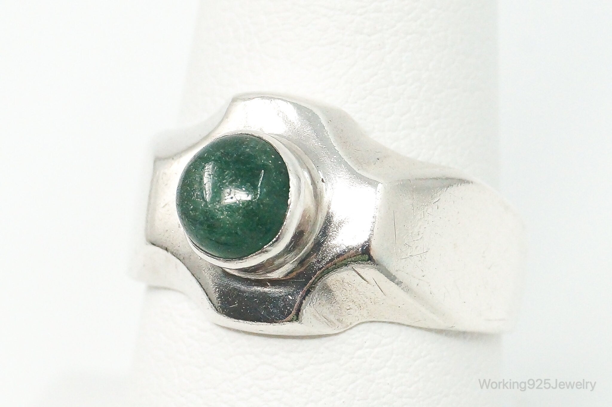 Vintage Aventurine Modernist Sterling Silver Ring - Size 8.75