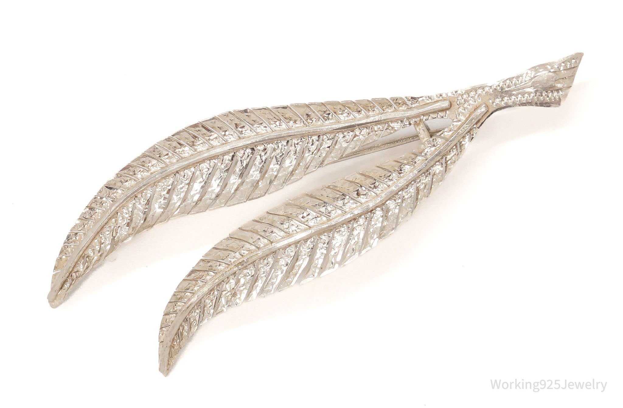 Antique Silver Floral Leaf Brooch Pin