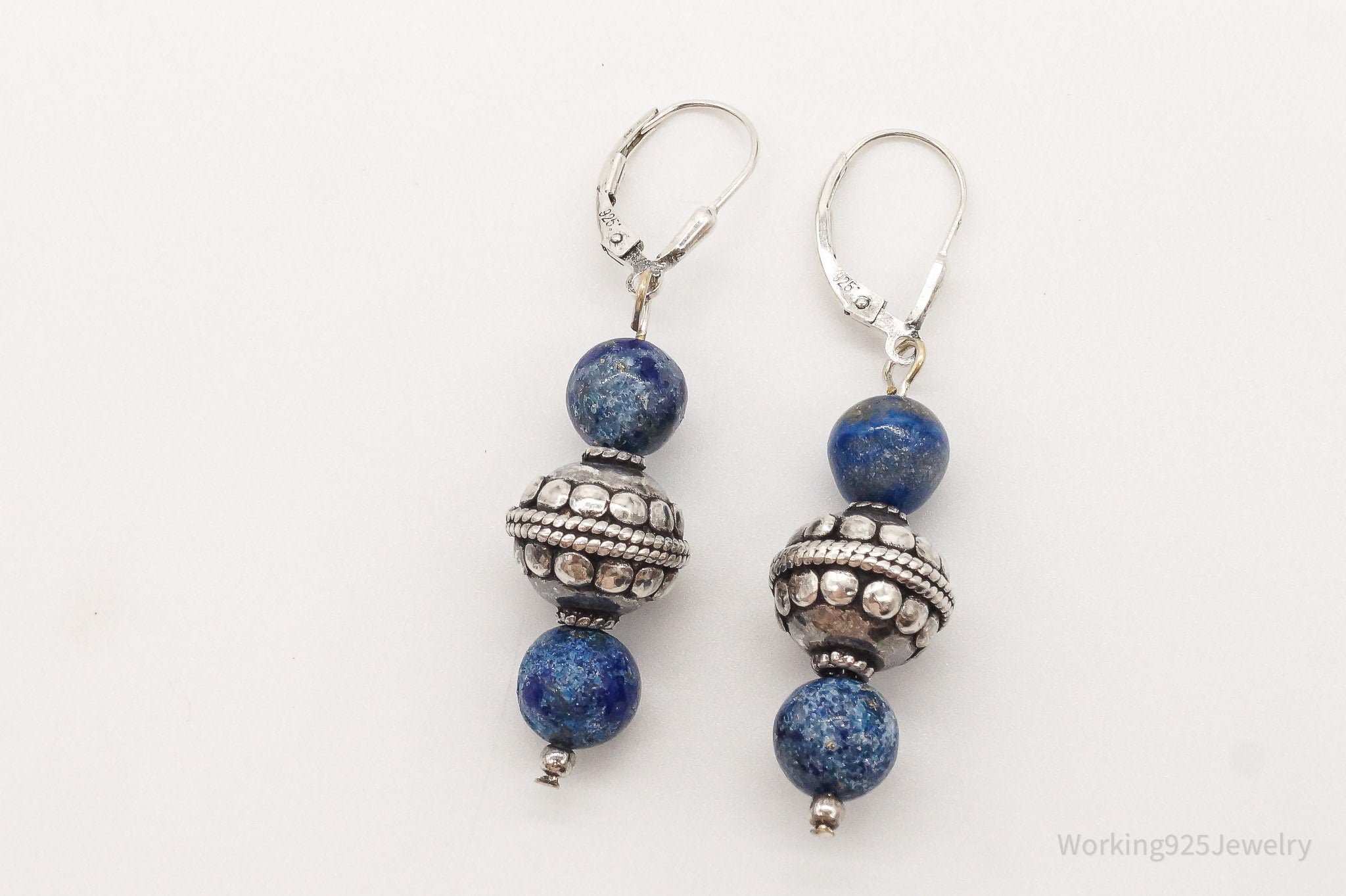 Vintage Lapis Lazuli Sterling Silver Earrings