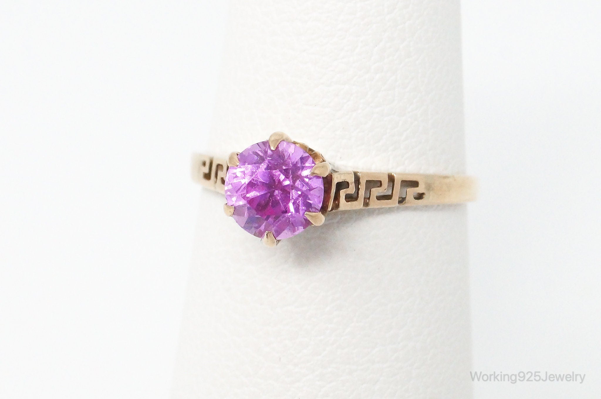 Antique Pink Sapphire 10K Gold Ring 4.75