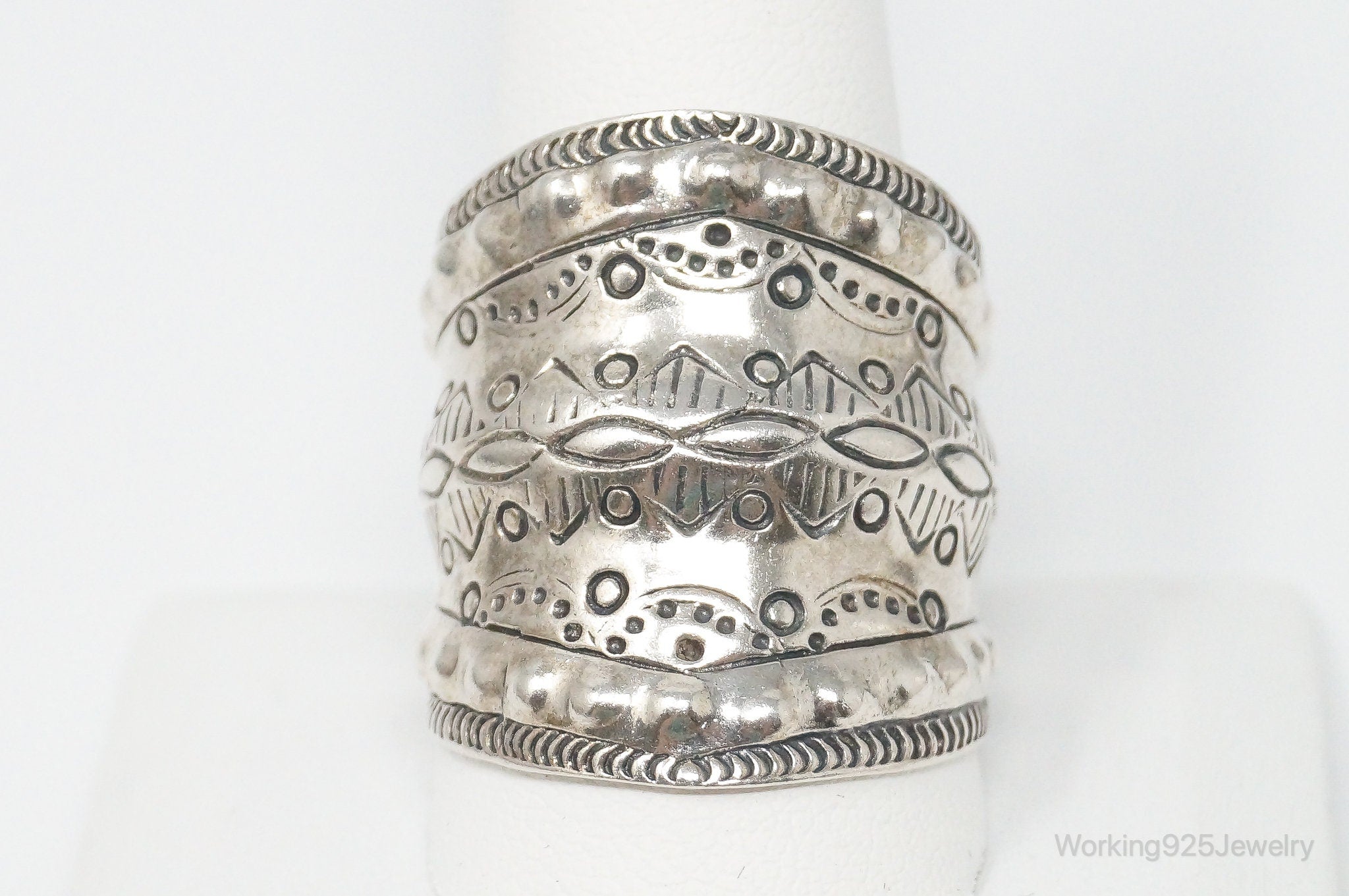 Vintage Designer BBJ Southwestern Sterling Silver Ring - Size 11.5