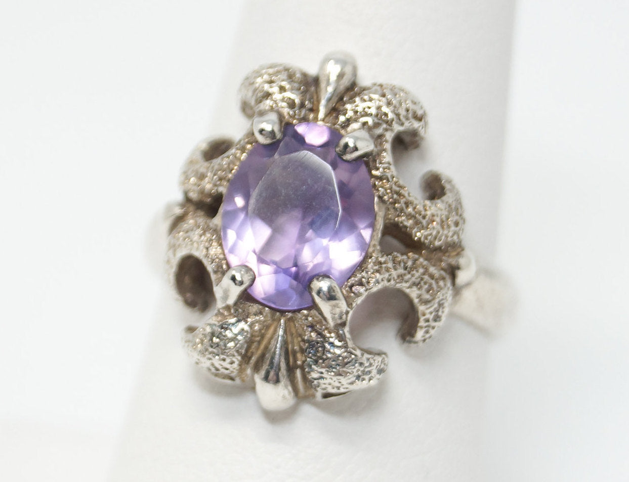 Vintage Designer Kabana KBN Amethyst Sterling Silver Ring - Sz 8