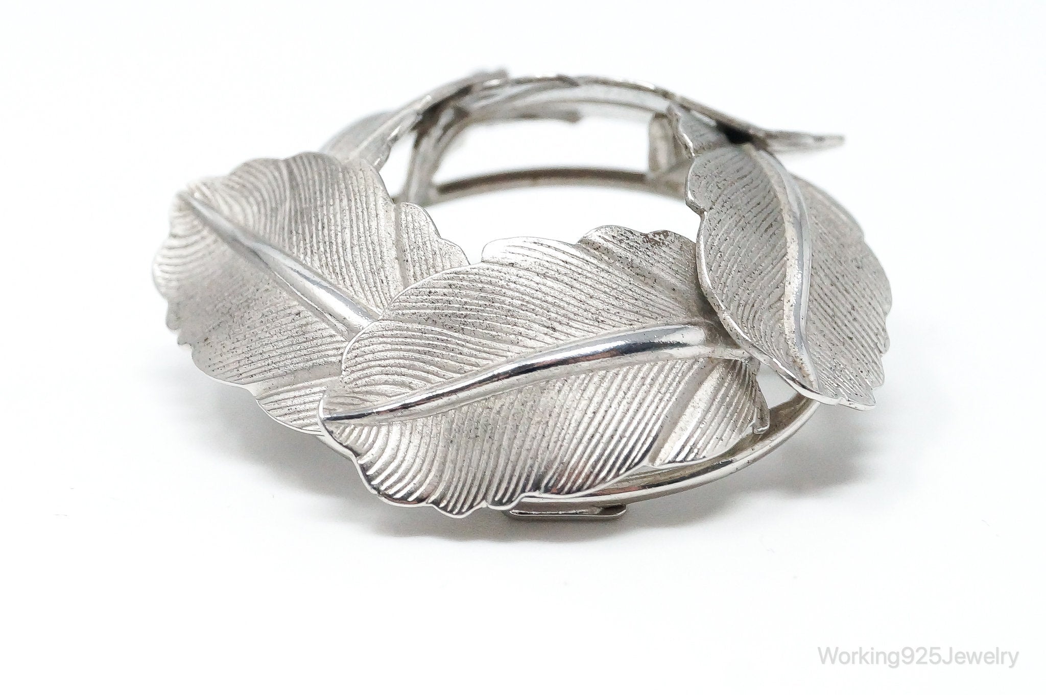 Vintage Designer Carl-Art Leaves Sterling Silver Brooch Pin