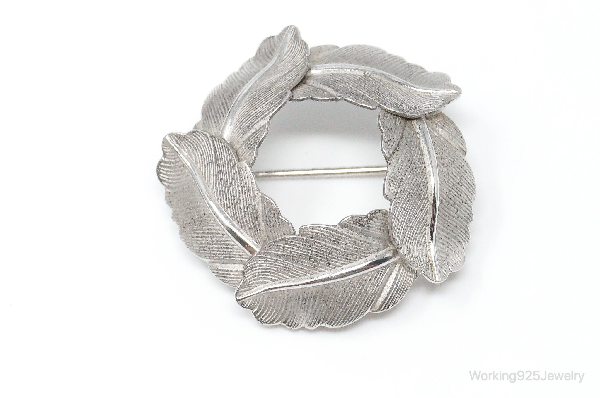 Vintage Designer Carl-Art Leaves Sterling Silver Brooch Pin