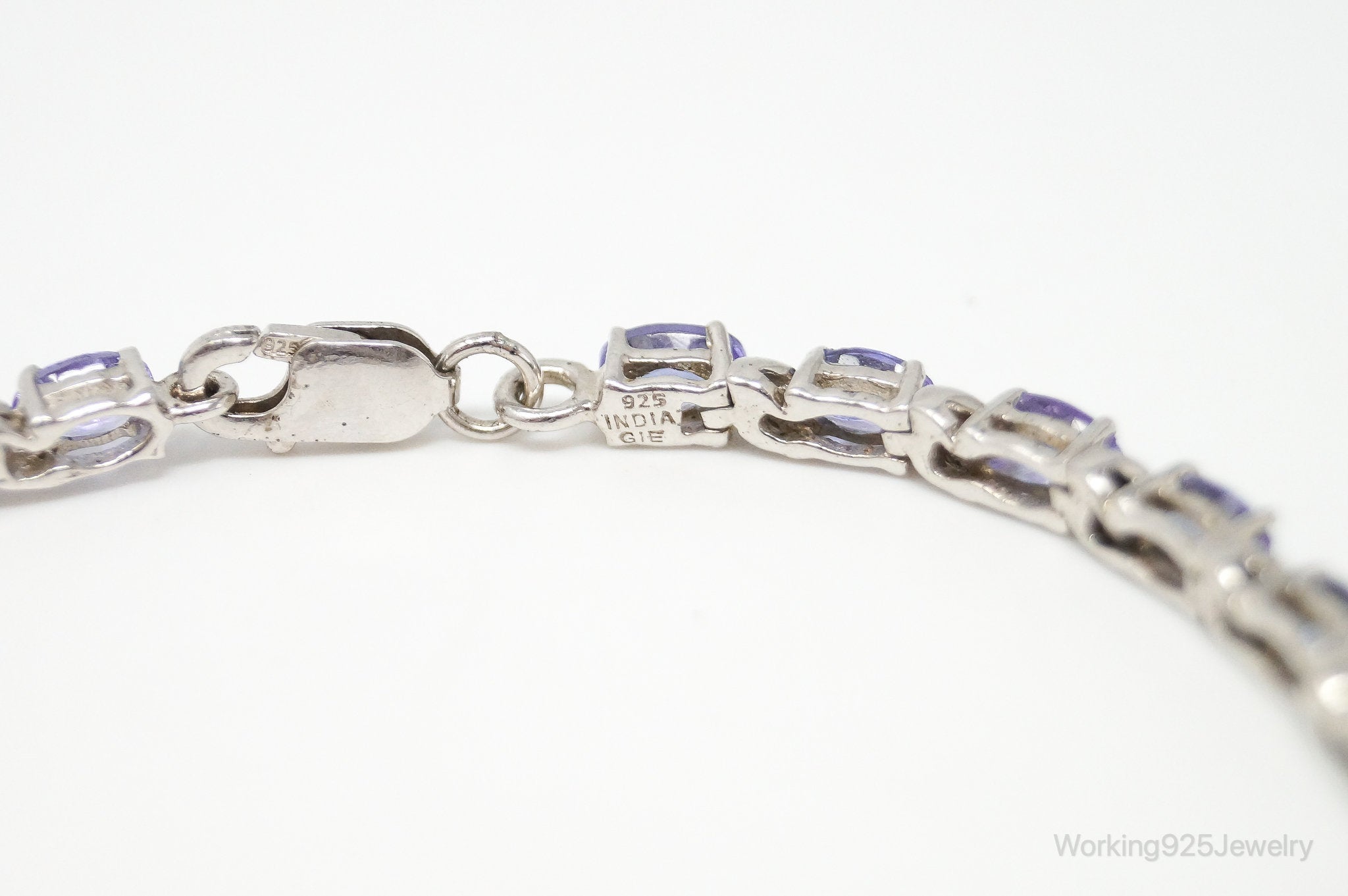 Vintage Designer GIE Art Deco Amethyst Sterling Silver Tennis Bracelet