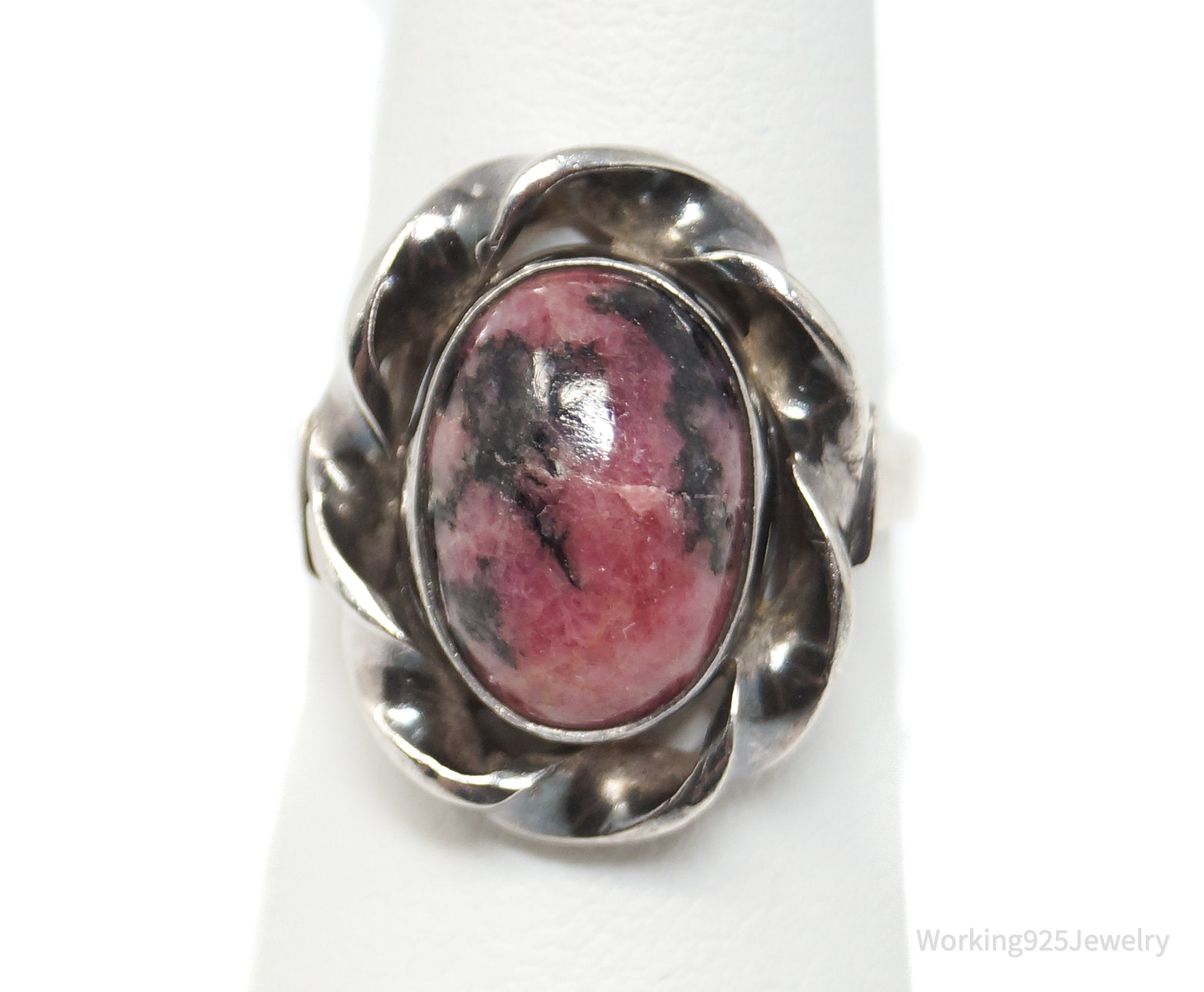 RARE ATG HANDARBEN Rhodonite 830S Silver Ring - Sz 8