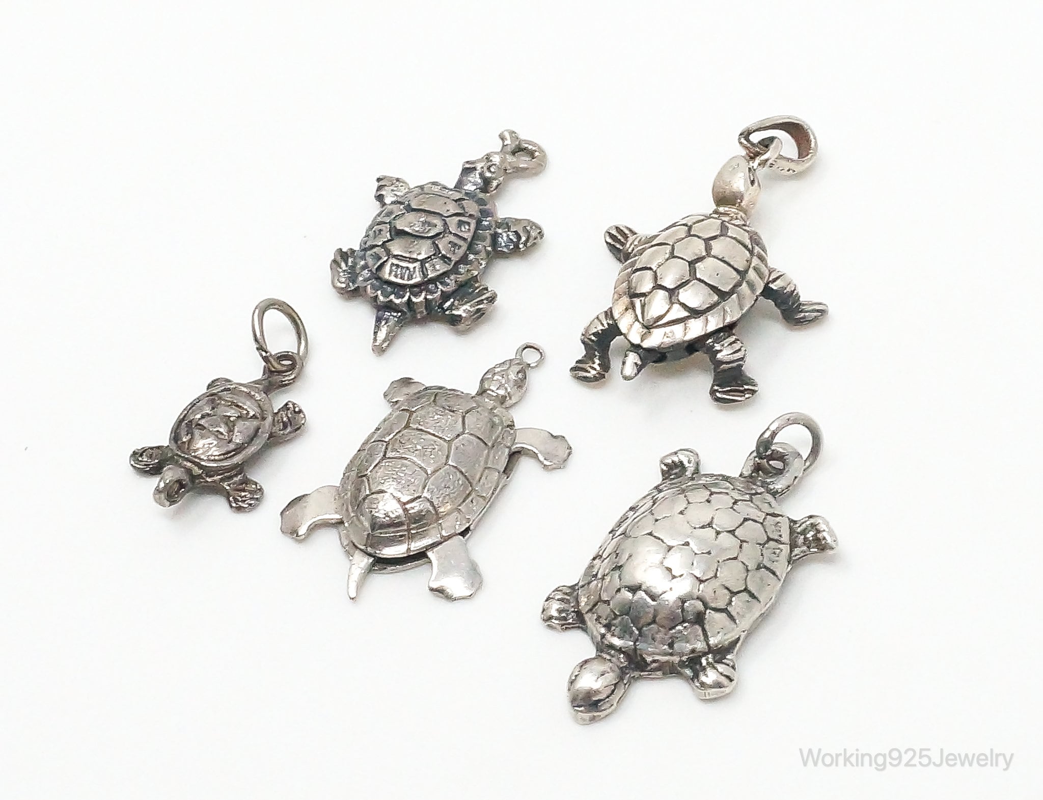 Vintage Antique Ocean Sea Turtles Sterling Silver Charms Lot