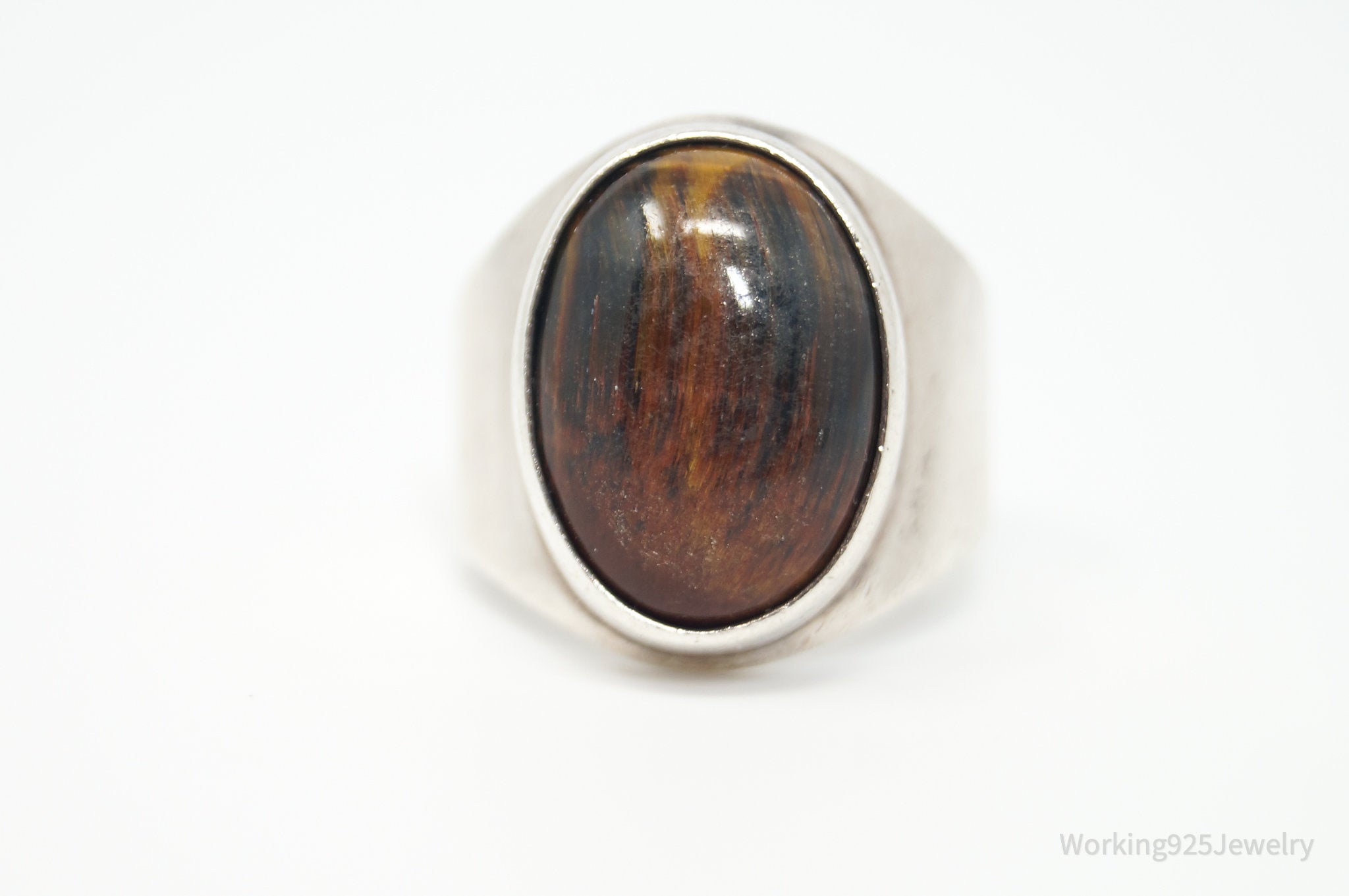 Vintage Cooper-Maki Tigers Eye Southwestern Sterling Silver Ring - Sz 7.25