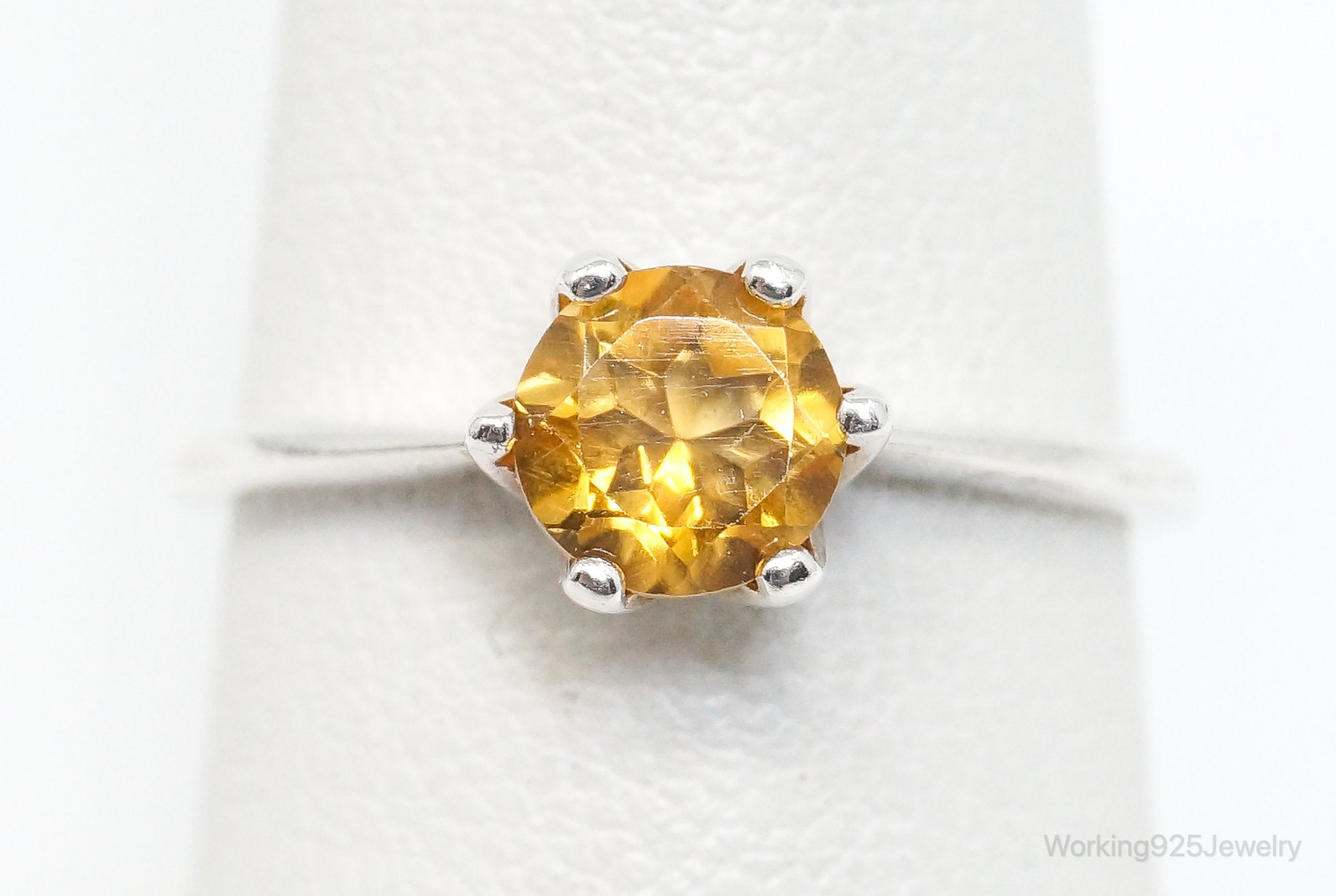 Vintage Designer RJ Citrine Sterling Silver Ring - SZ 6.75