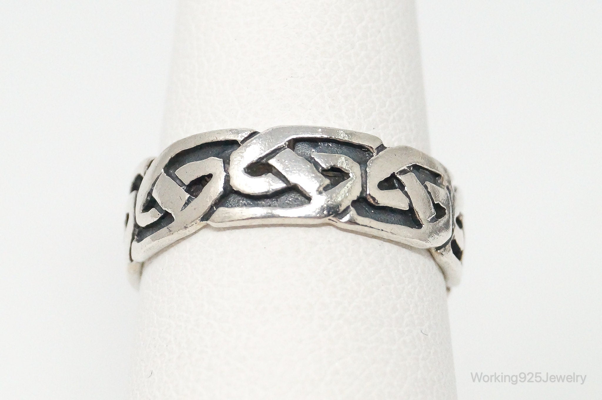 Vintage Celtic Knot Design Sterling Silver Band Ring - Size 5.5