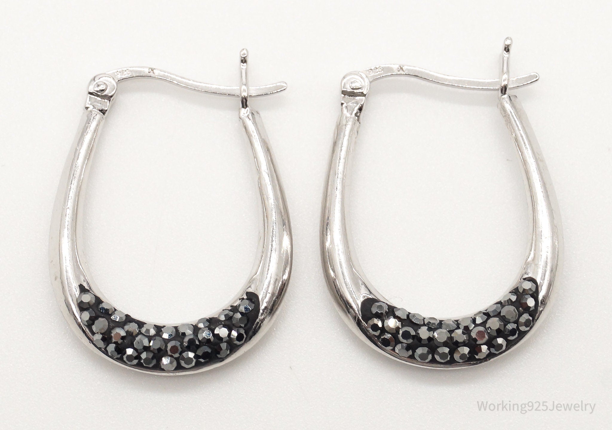 Vintage Hematite Sterling Silver Earrings