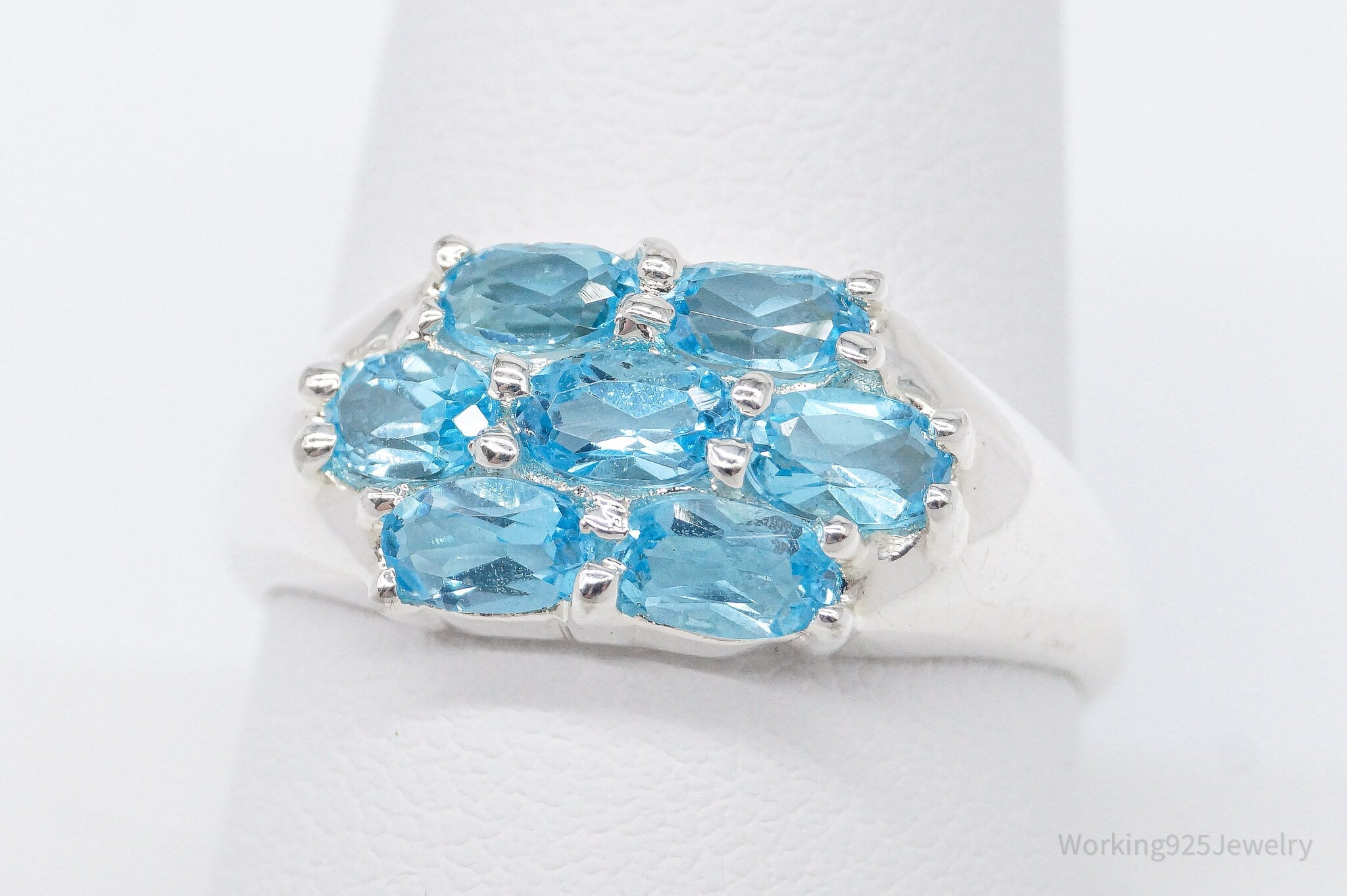 Vintage Blue Topaz Sterling Silver Ring - Size 10