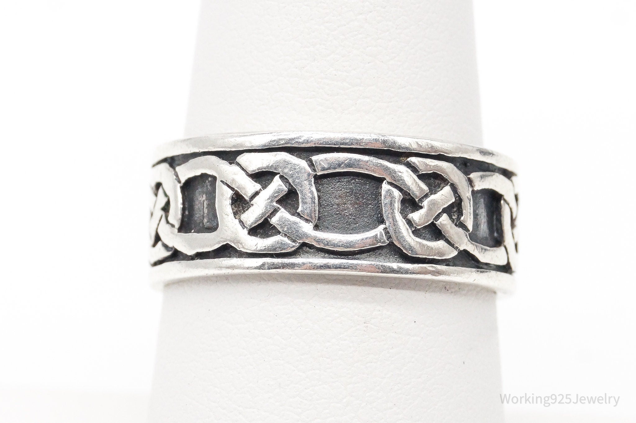 Vintage Celtic Knot Sterling Silver Band Ring Size 7.5