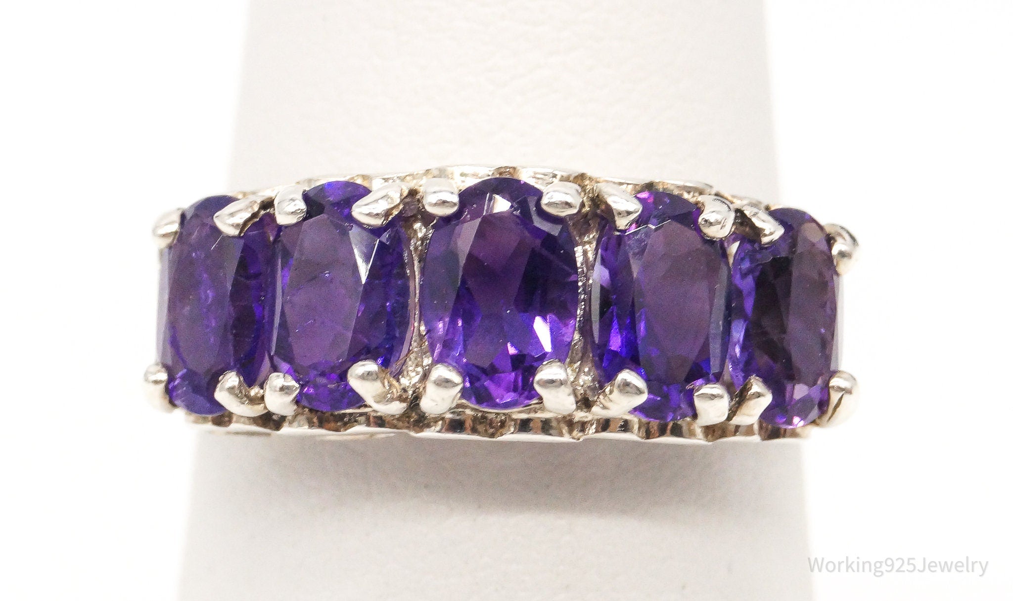 Vintage Designer CNA Amethyst Sterling Silver Ring - Size 6