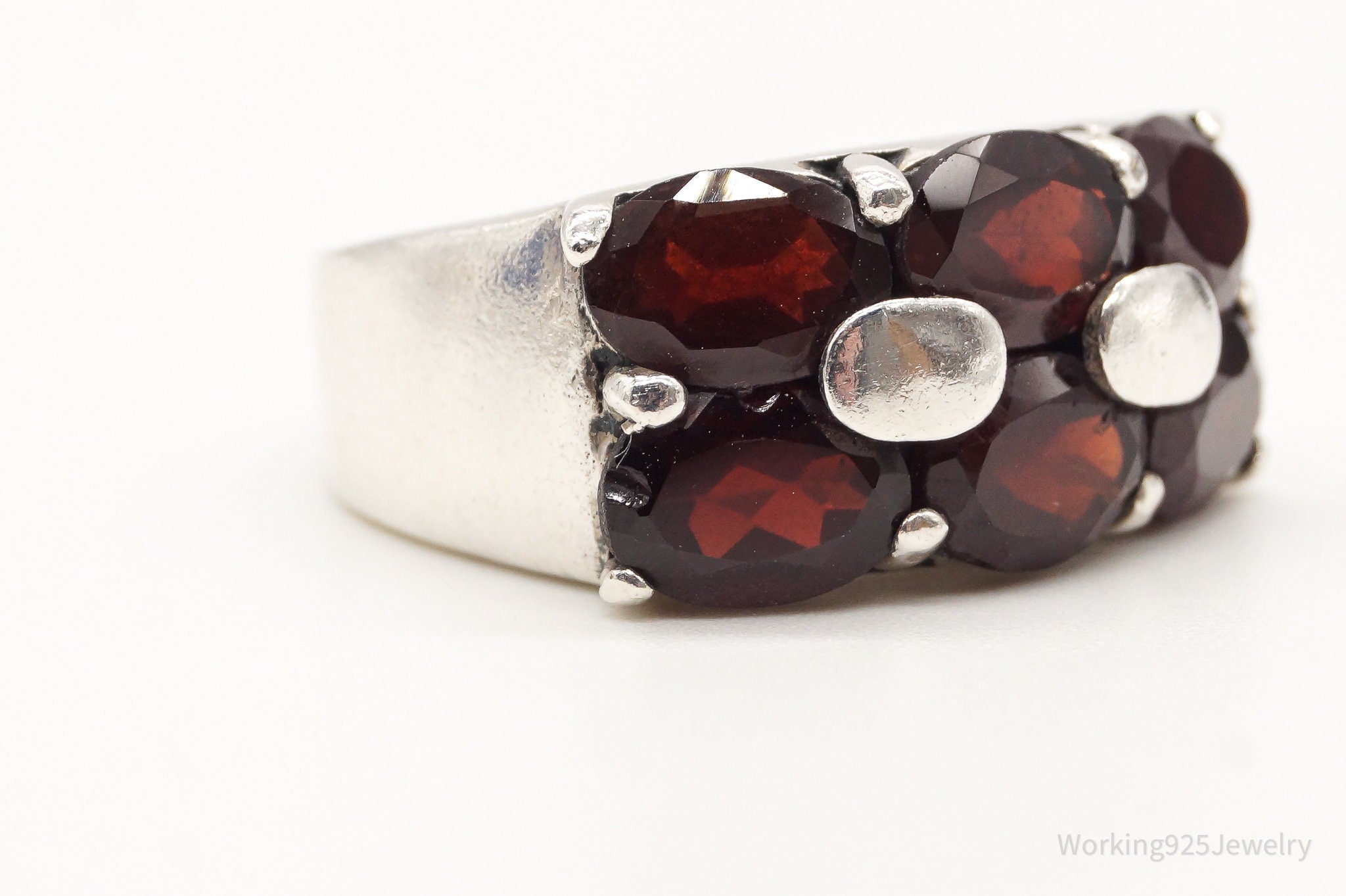 Vintage Garnet Sterling Silver Ring - Size 6.5